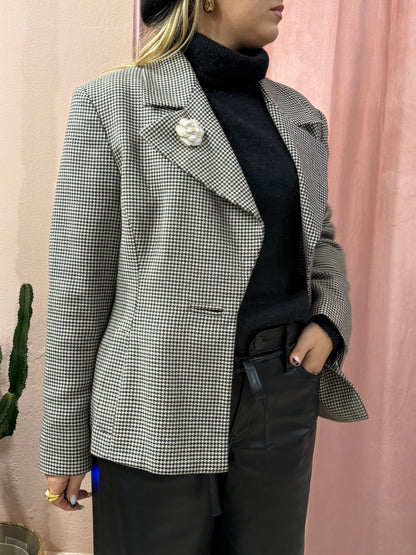 Blazer pied de poule avvitato in lana