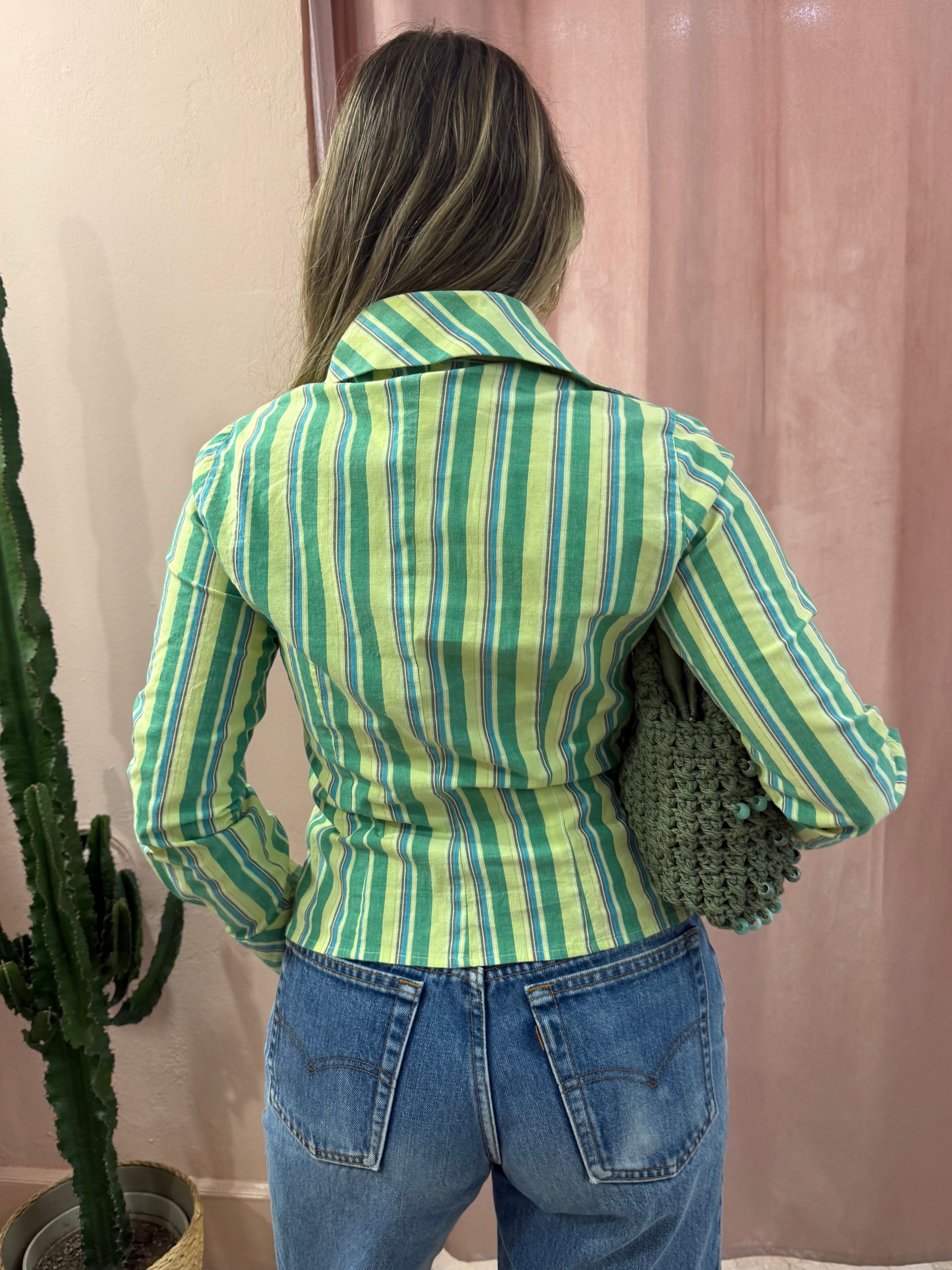 Camicia 00s verde a righe