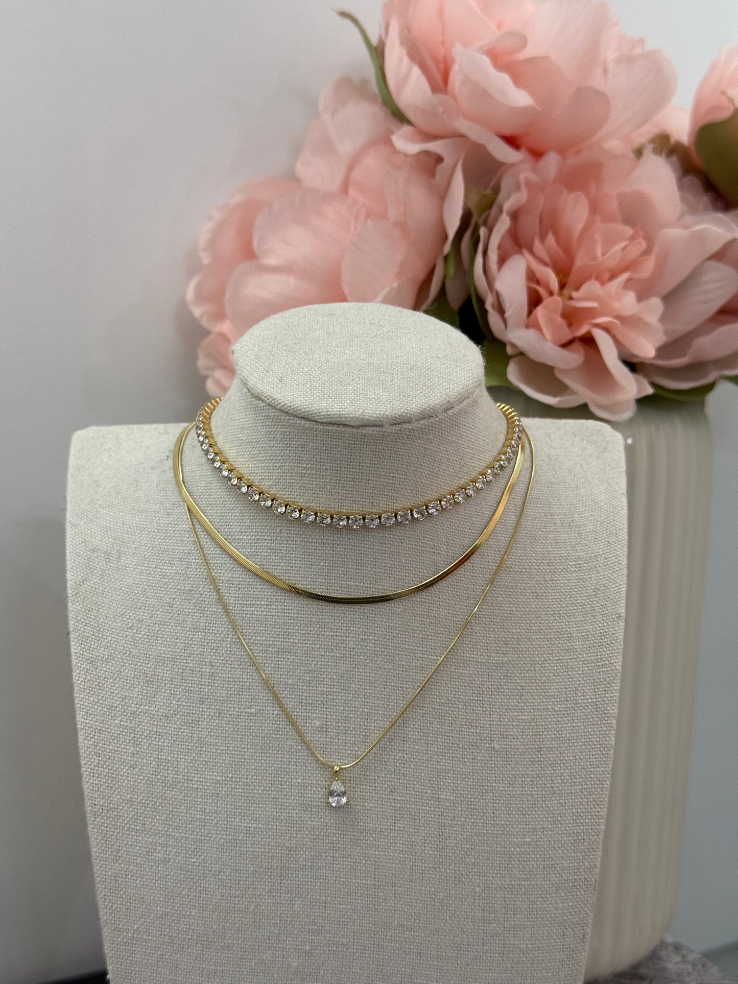 Collana tennis regolabile gold/ silver