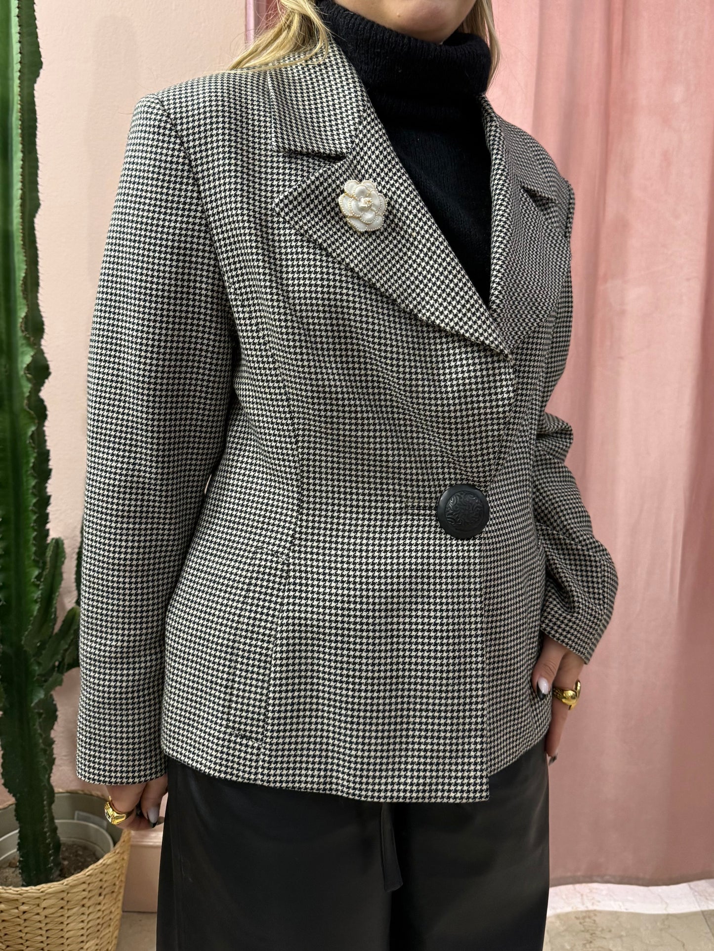 Blazer pied de poule avvitato in lana