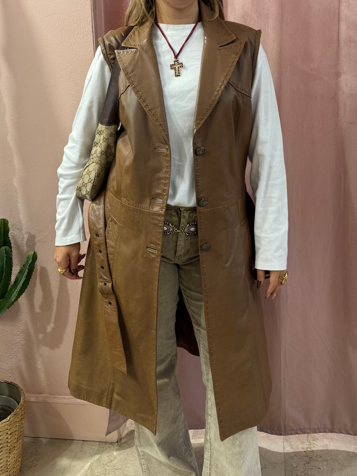 Smanicato in vera pelle biscotto