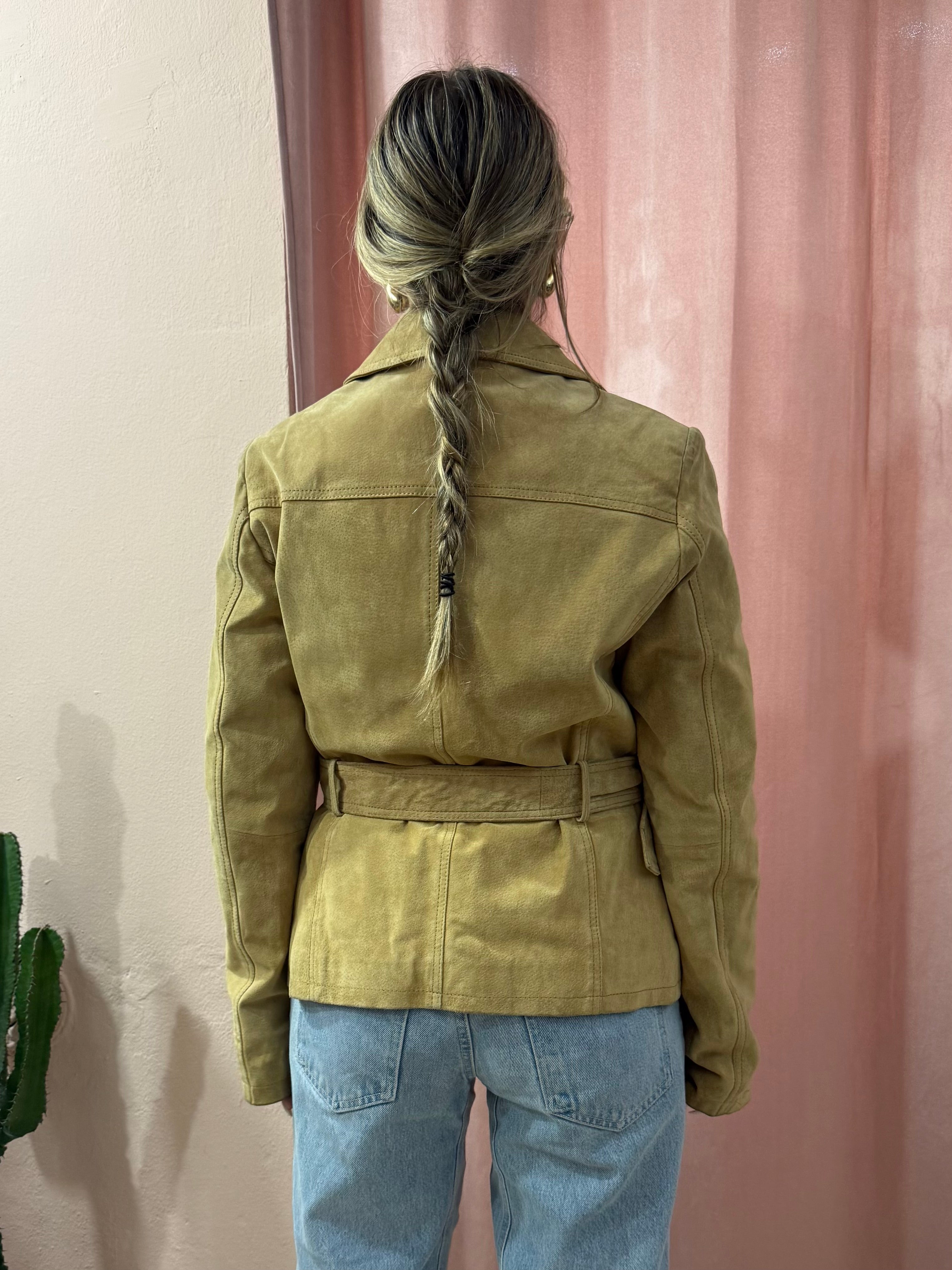 Giacca in pelle scamosciata con cinturino