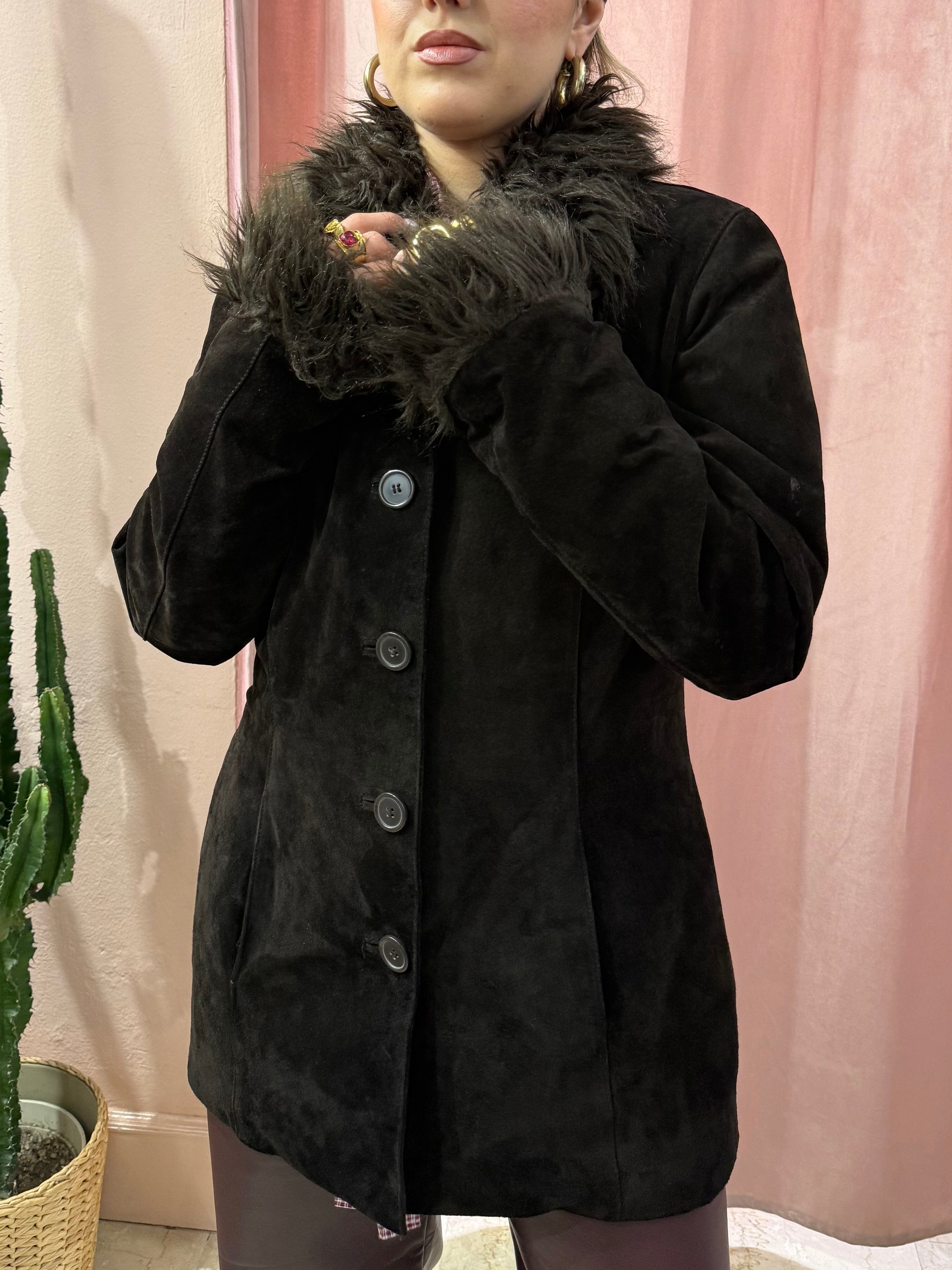 Giacca in vera pelle moro con pelo