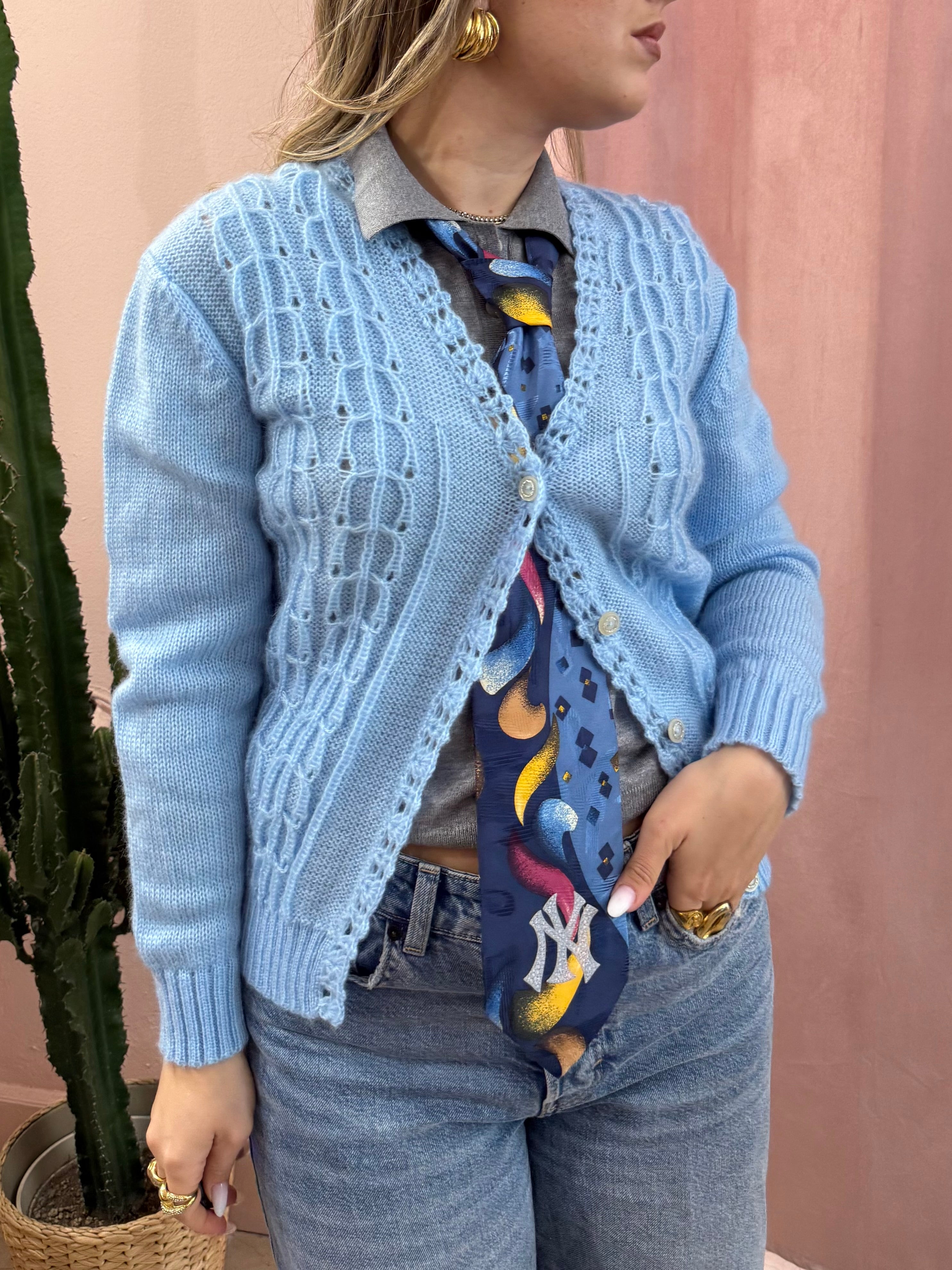 cardigan azzurro baby