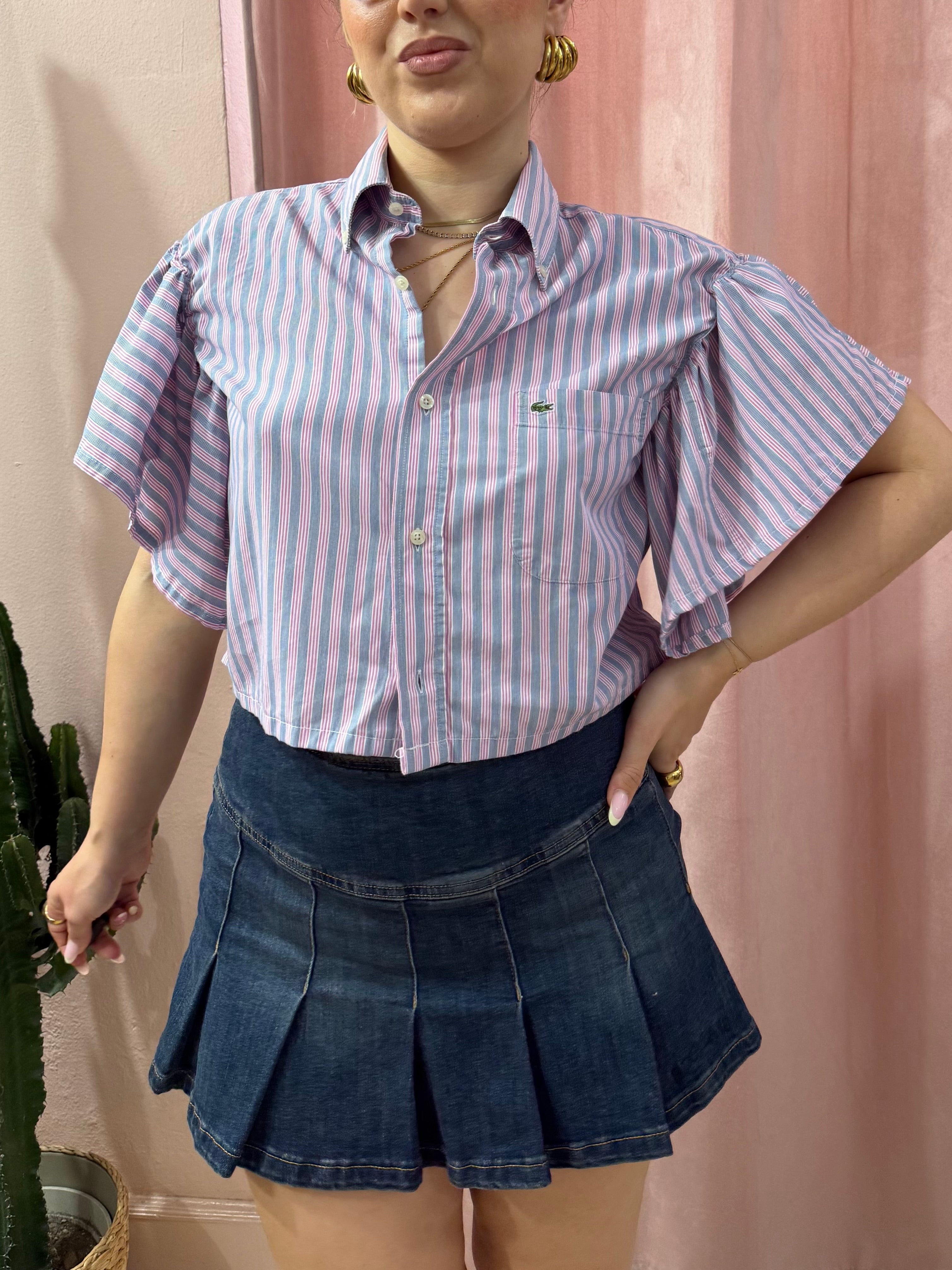 Camicia Lacoste upcycling volant smanicata