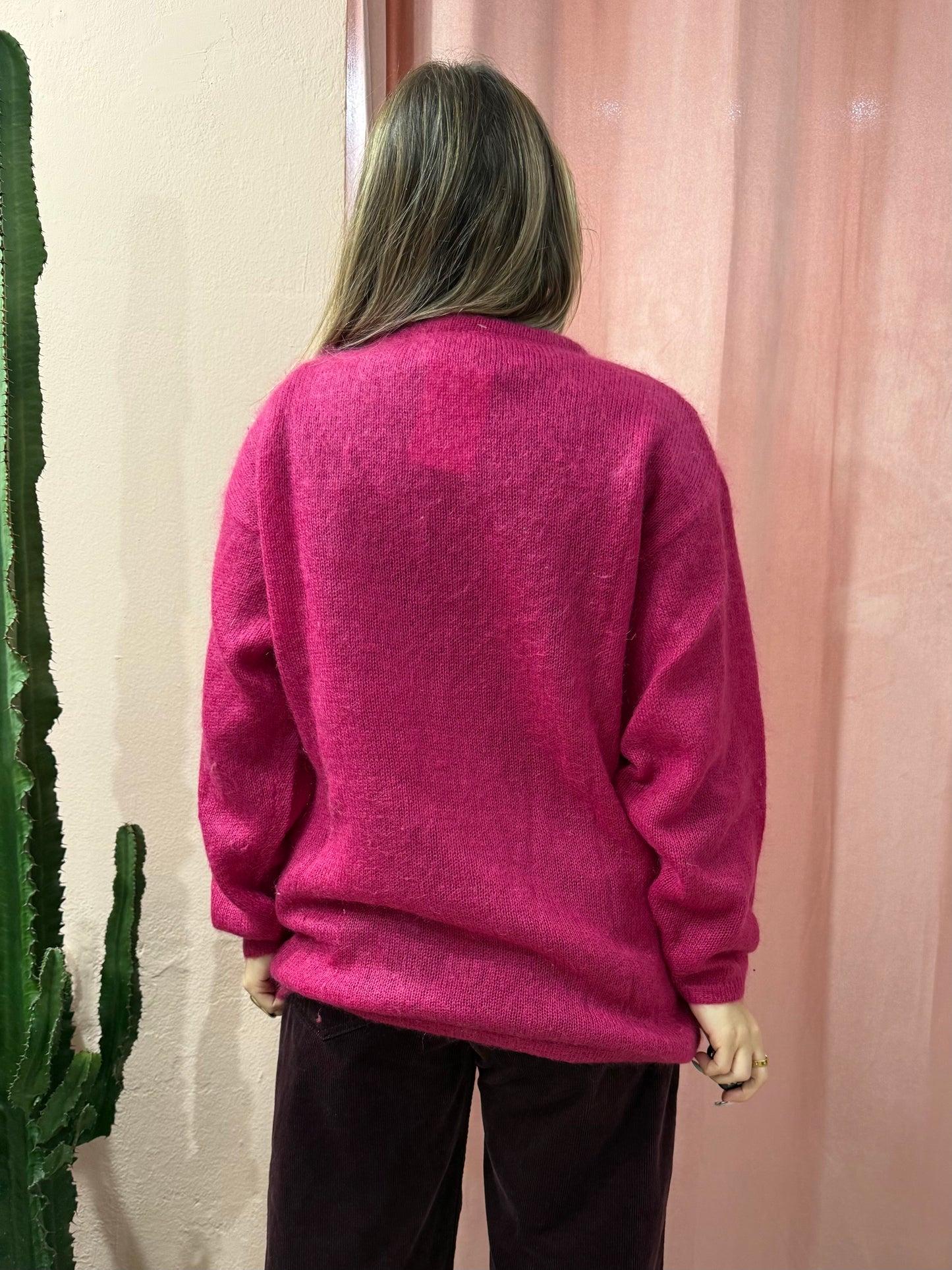 Maglione fucsia in lana