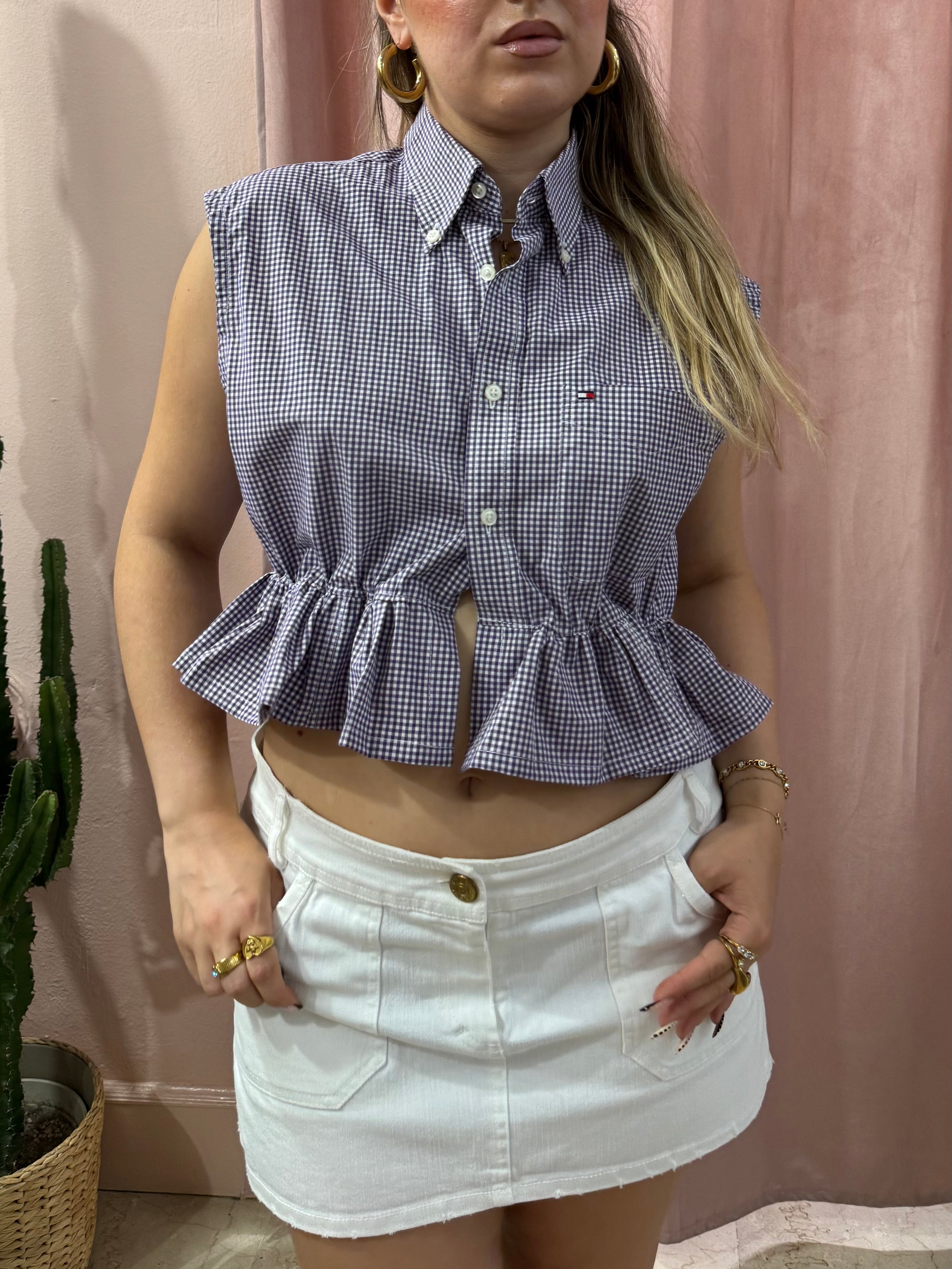 Camicia Tommy Hilfiger upcycling vichy viola