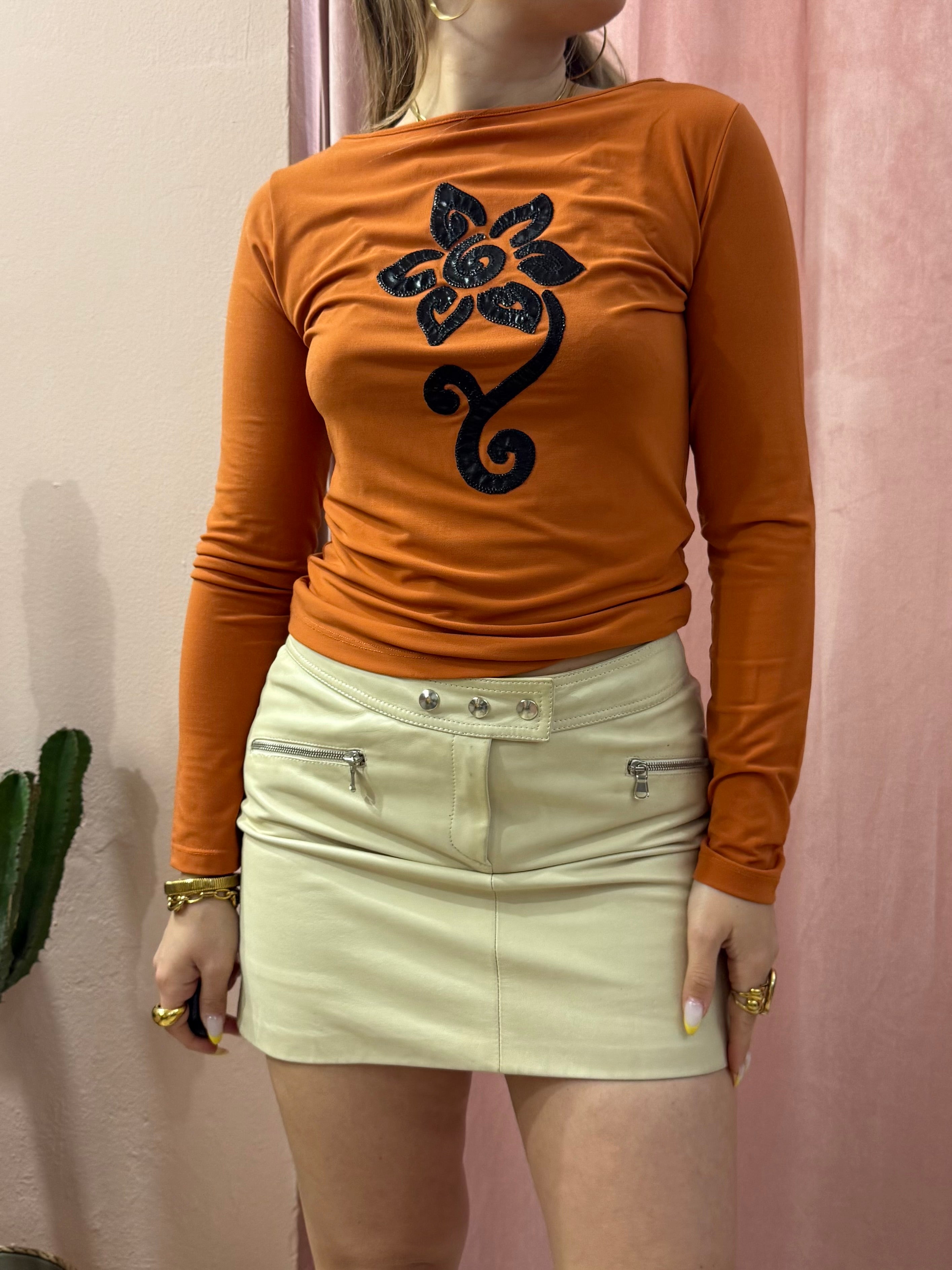 Minigonna in vera pelle crema