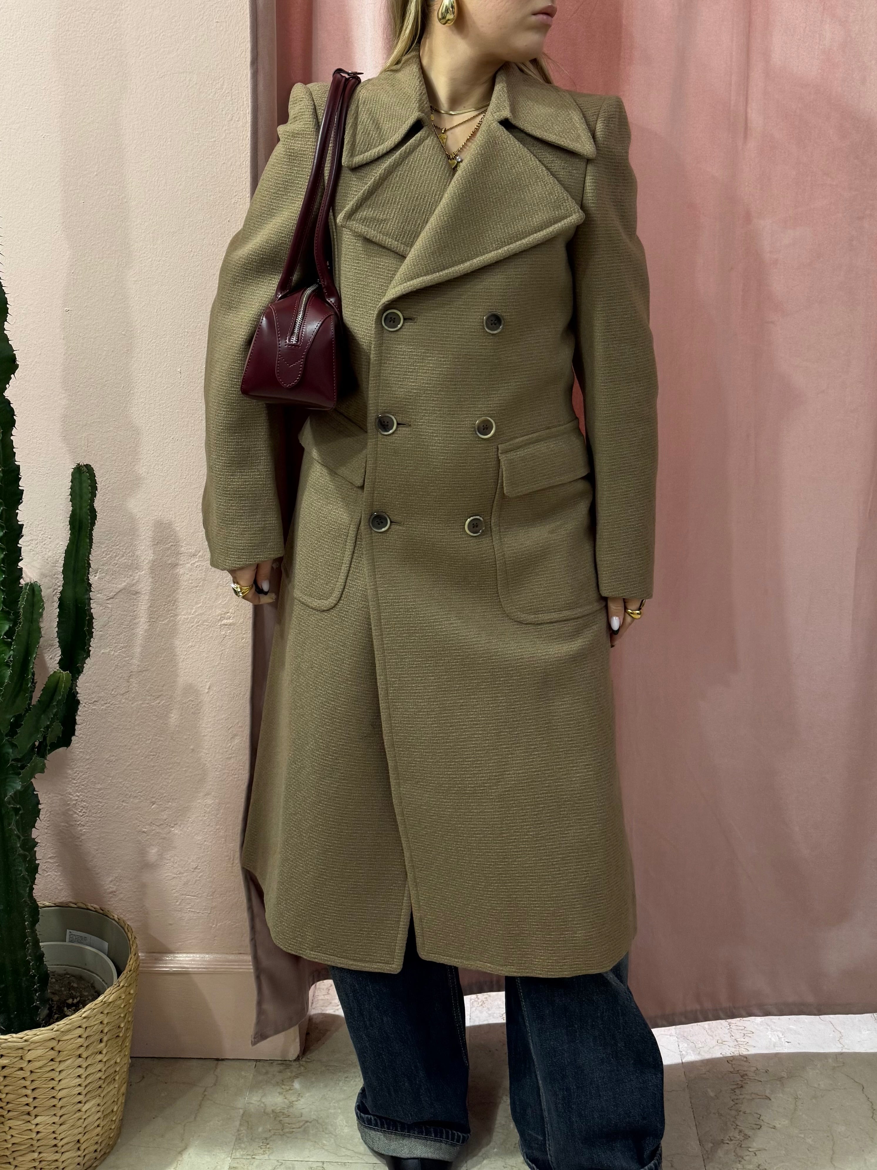 Cappotto maxi tortora in lana