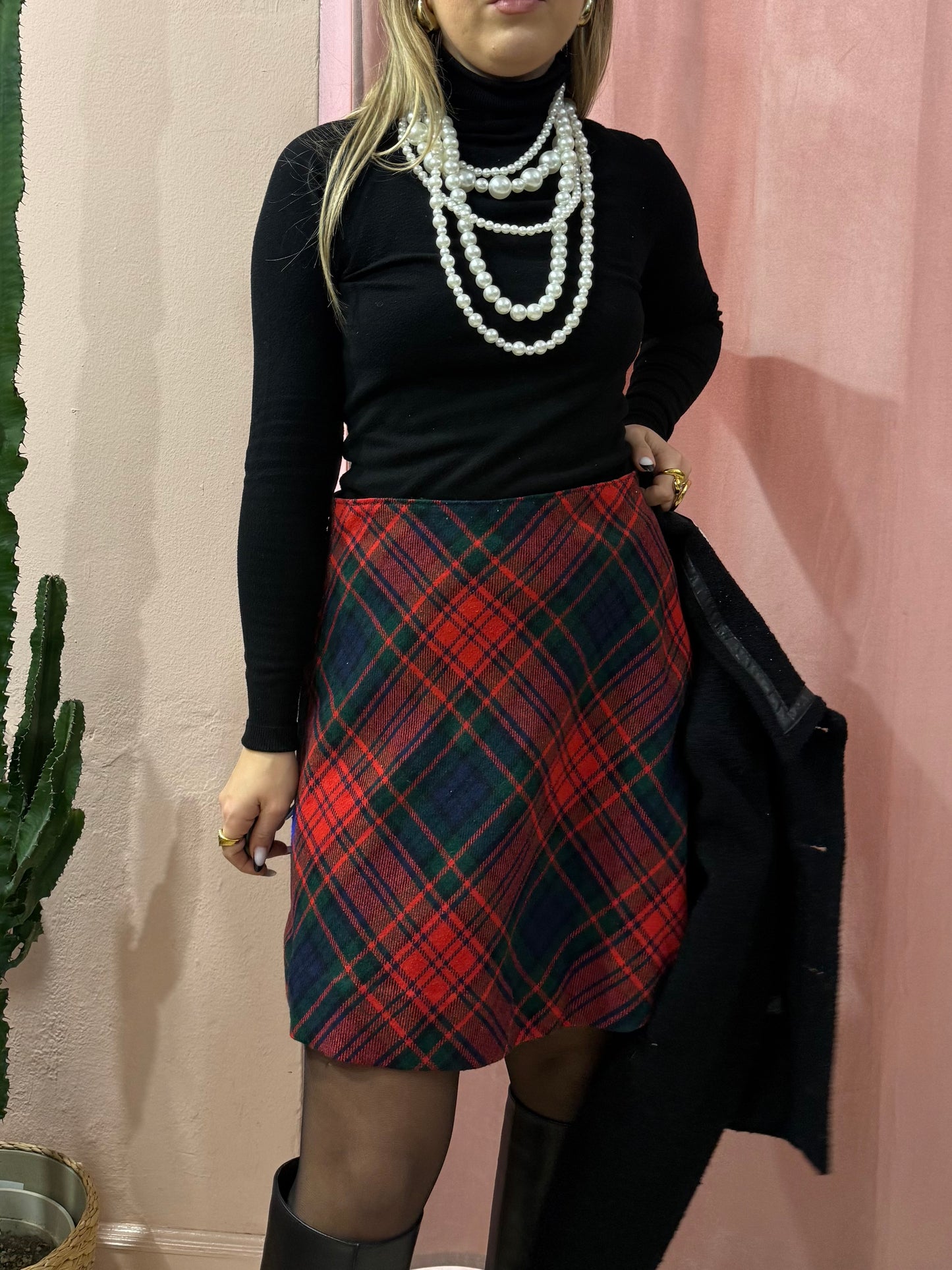 Gonna a ruota scozzese in lana