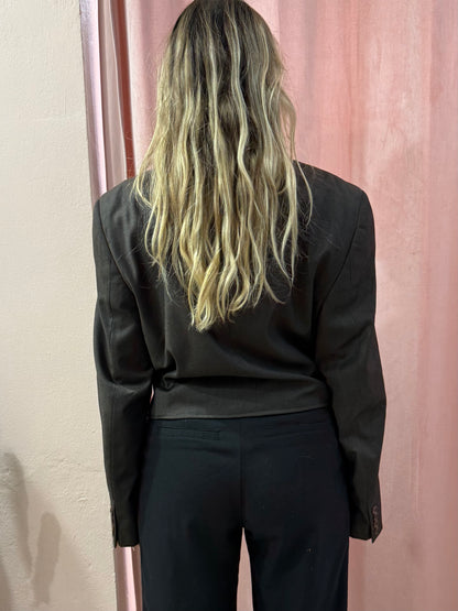 Blazer crop moro con fiocco