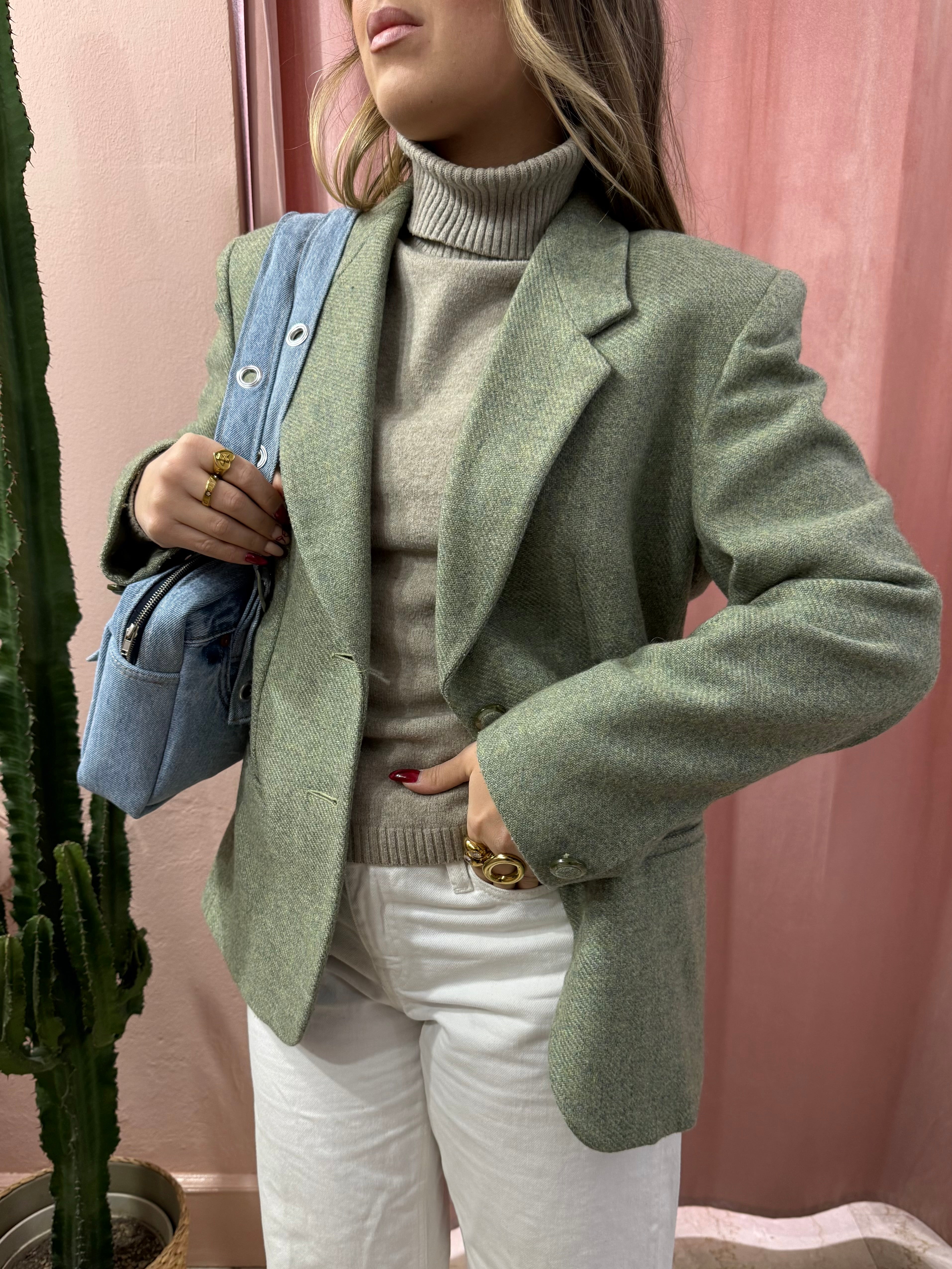 Blazer verde salvia in lana