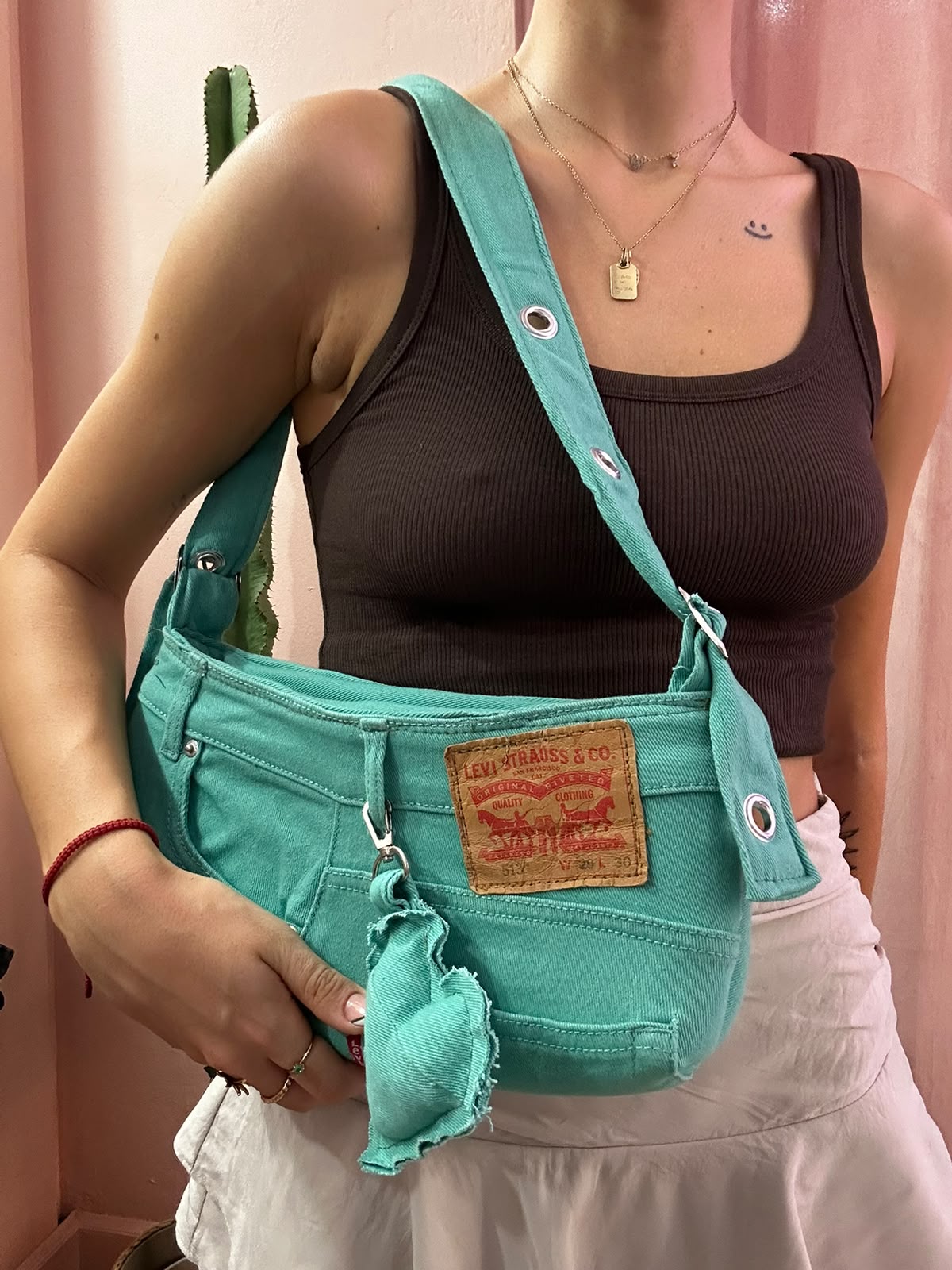 Borsa Levis baguette upcycling tiffany