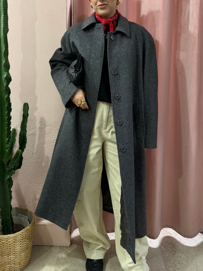 Maxi cappotto grigio in lana