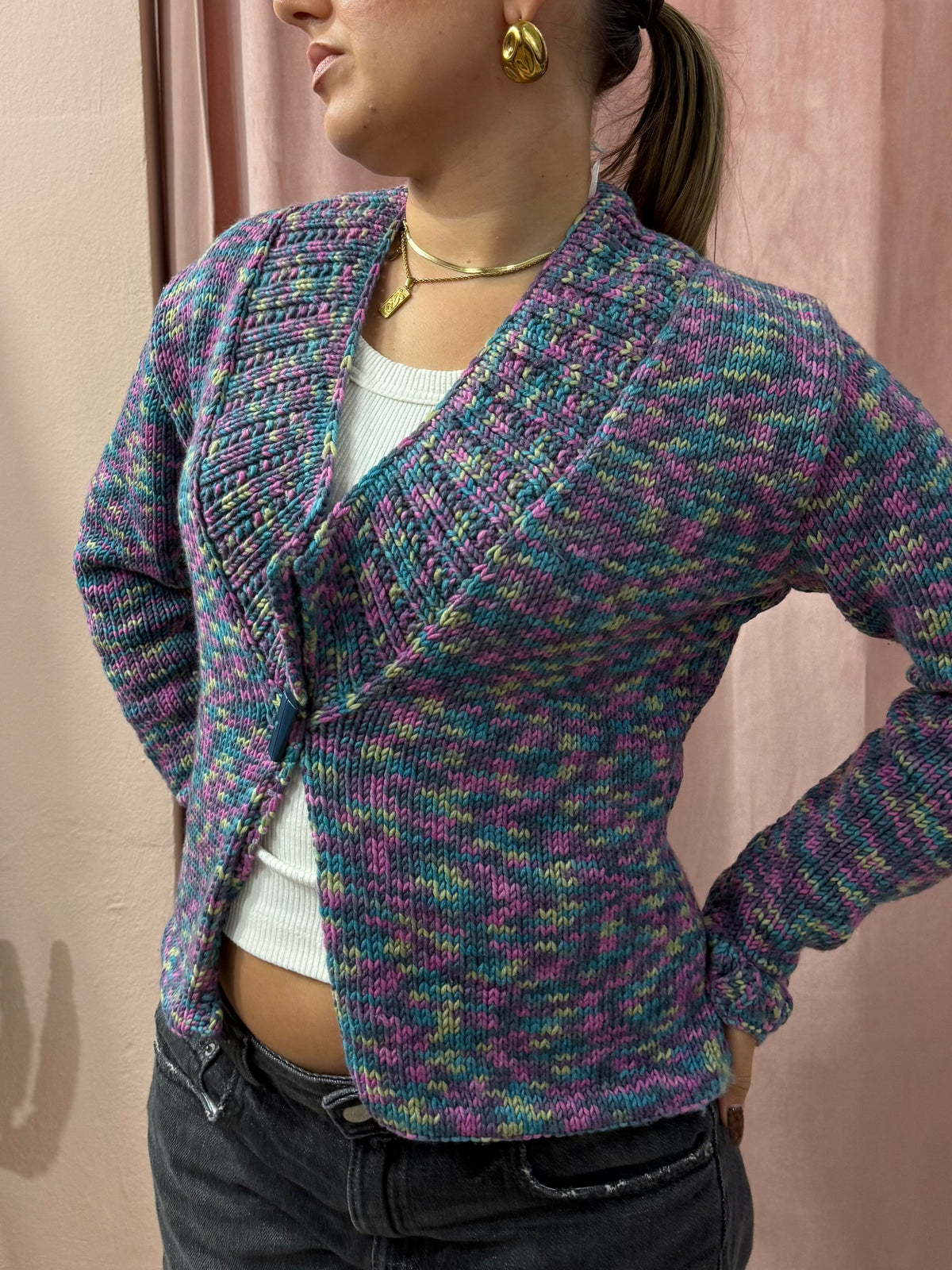 cardigan in maglia multicolor