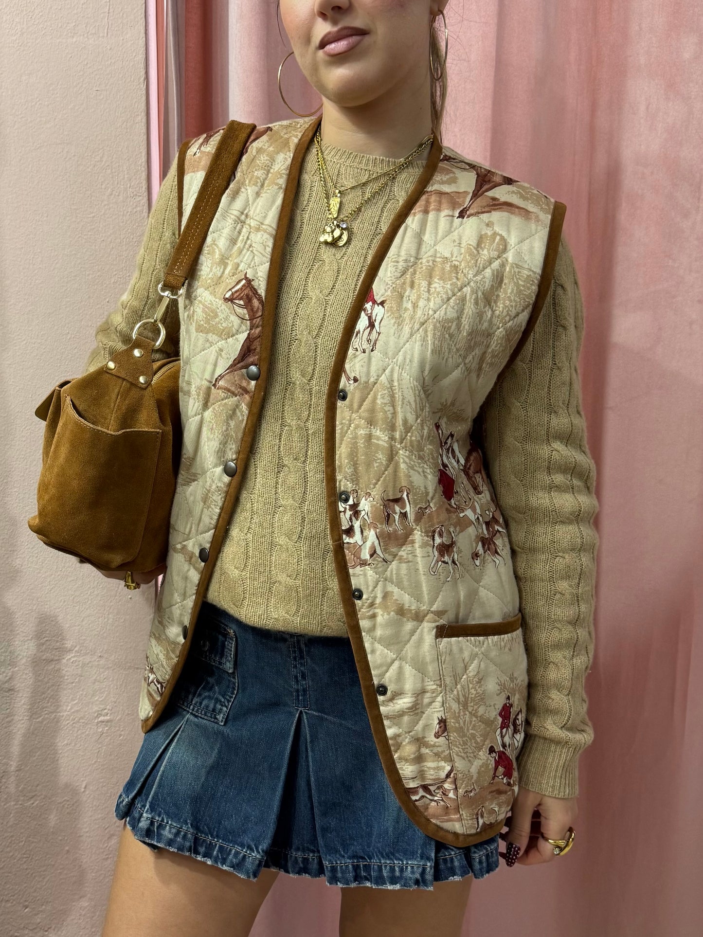 Gilet vintage in tessuto fantasia Caccia