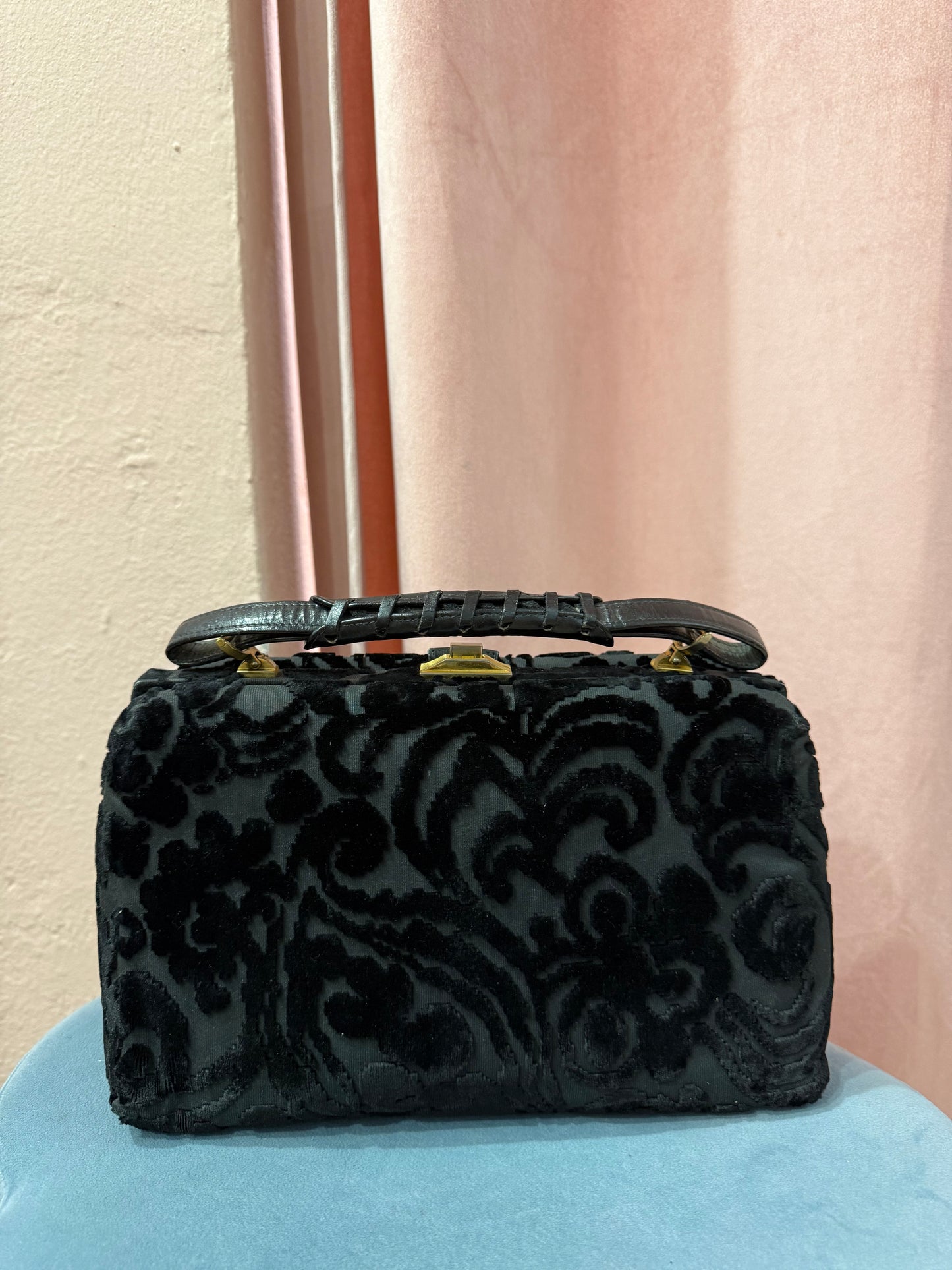 Borsa bauletto vintage in velluto