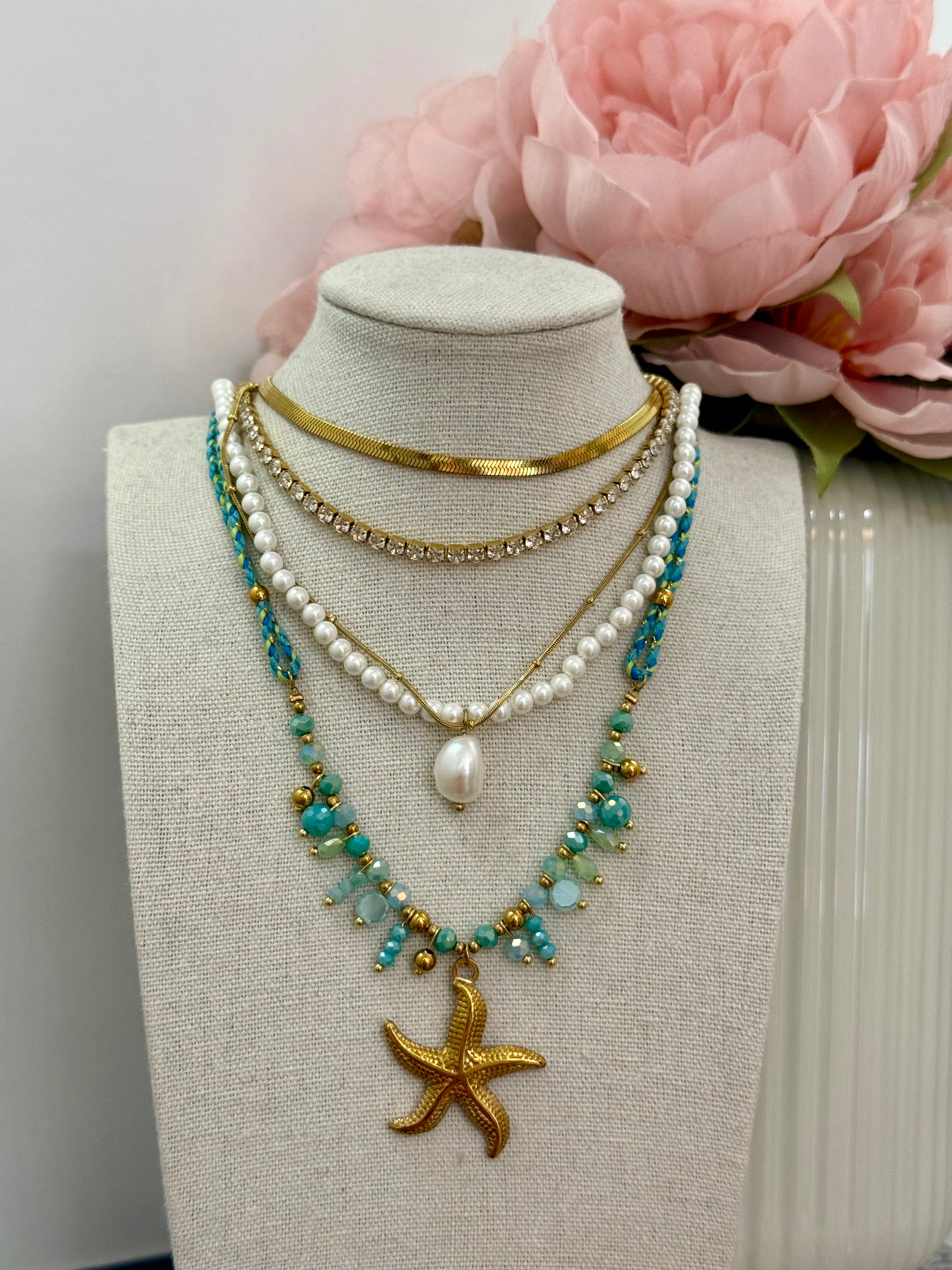 Collana in corda con stella marina | più colori