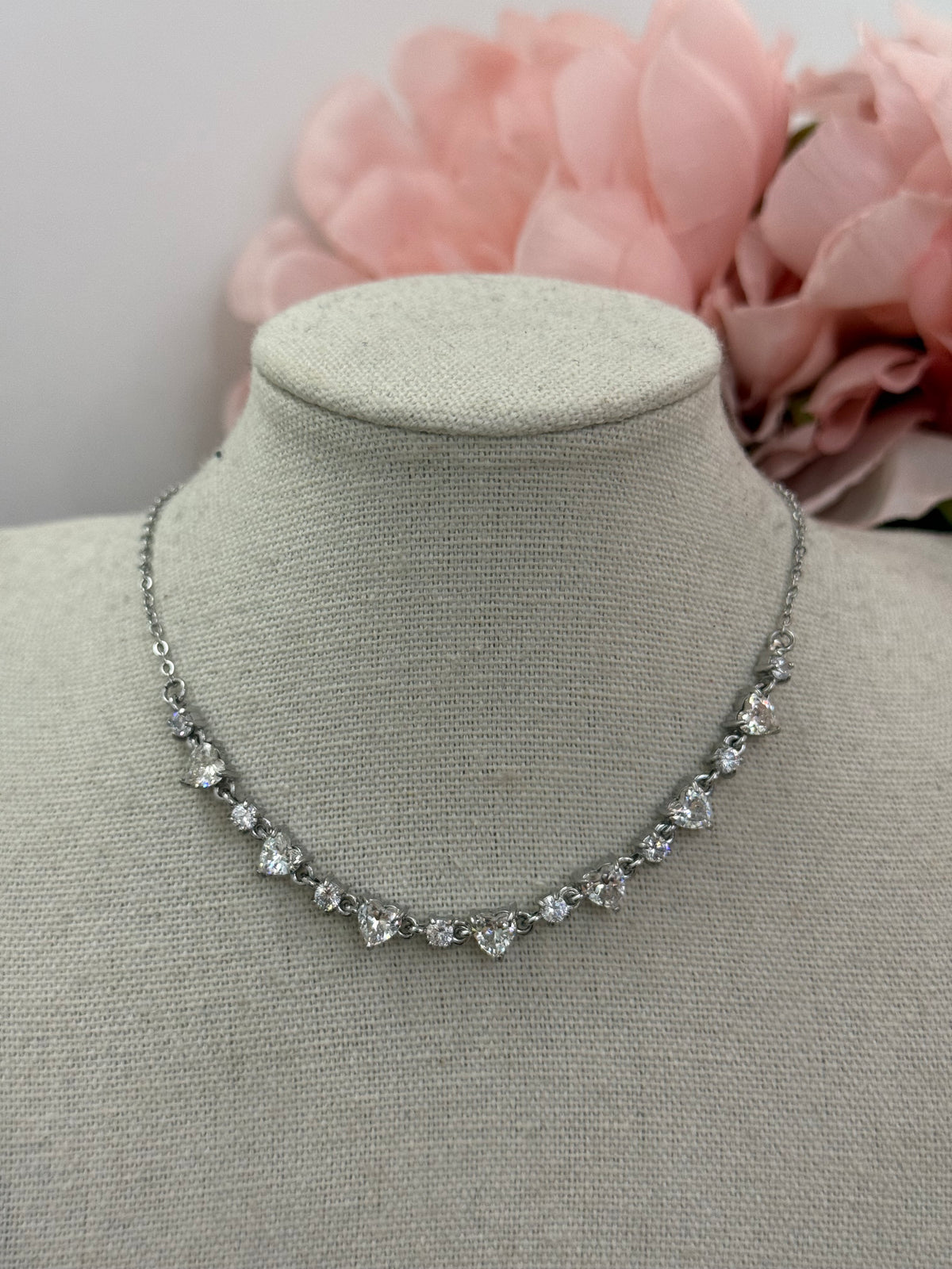 Collana girocollo cuori zirconati