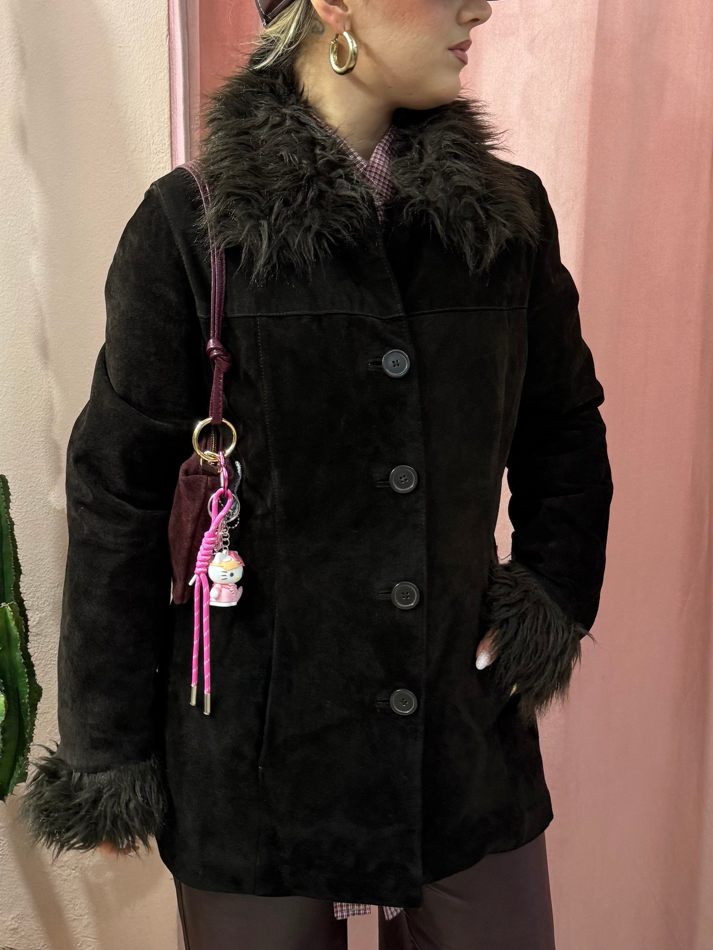 Giacca in vera pelle moro con pelo