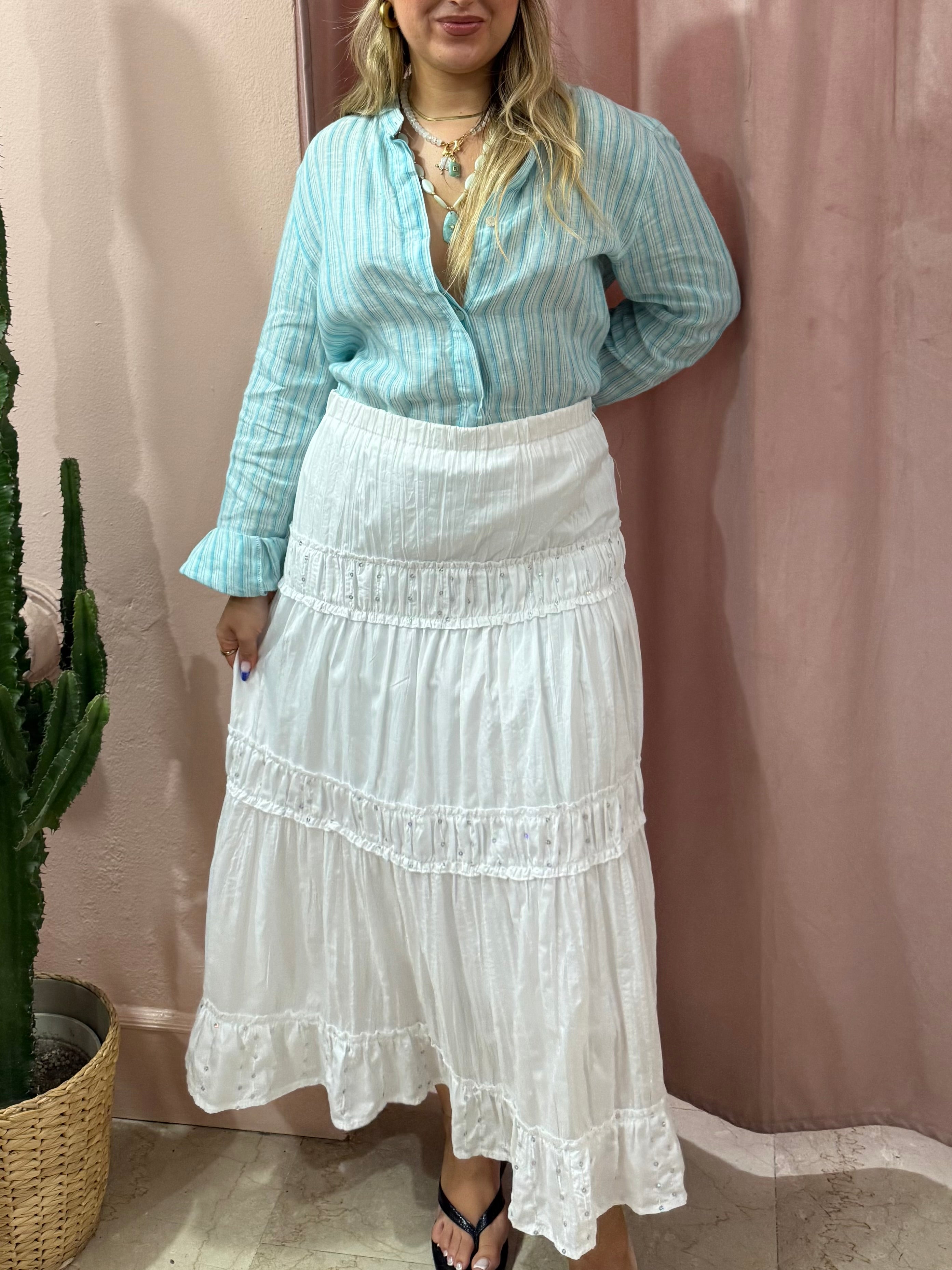 Maxi gonna bianca con dettaglio in paillettes
