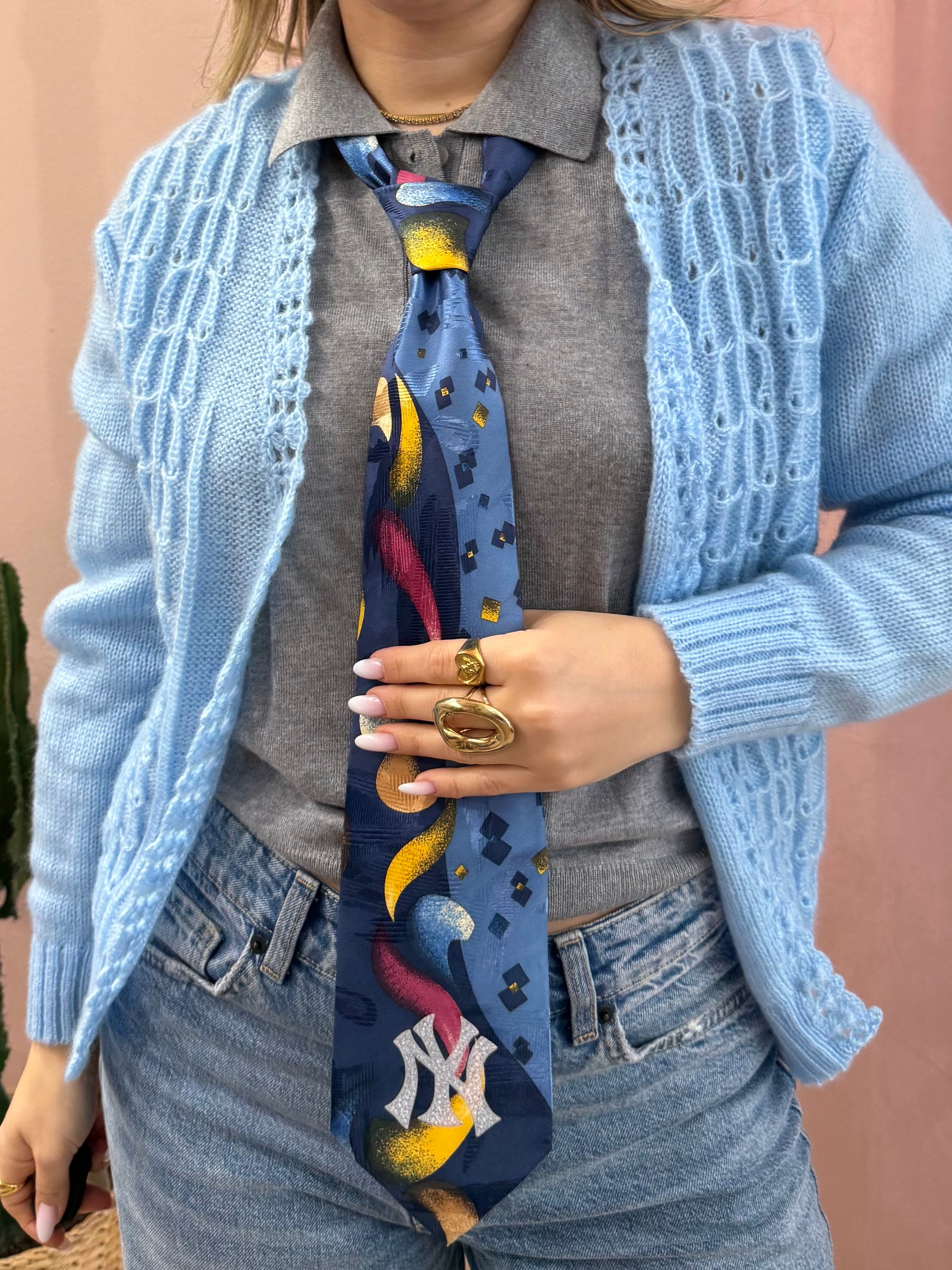 Cravatta New Yankees logo strass 3D