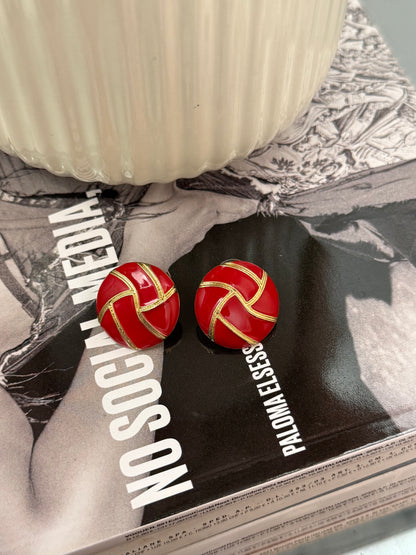 Orecchini a bottone rossi