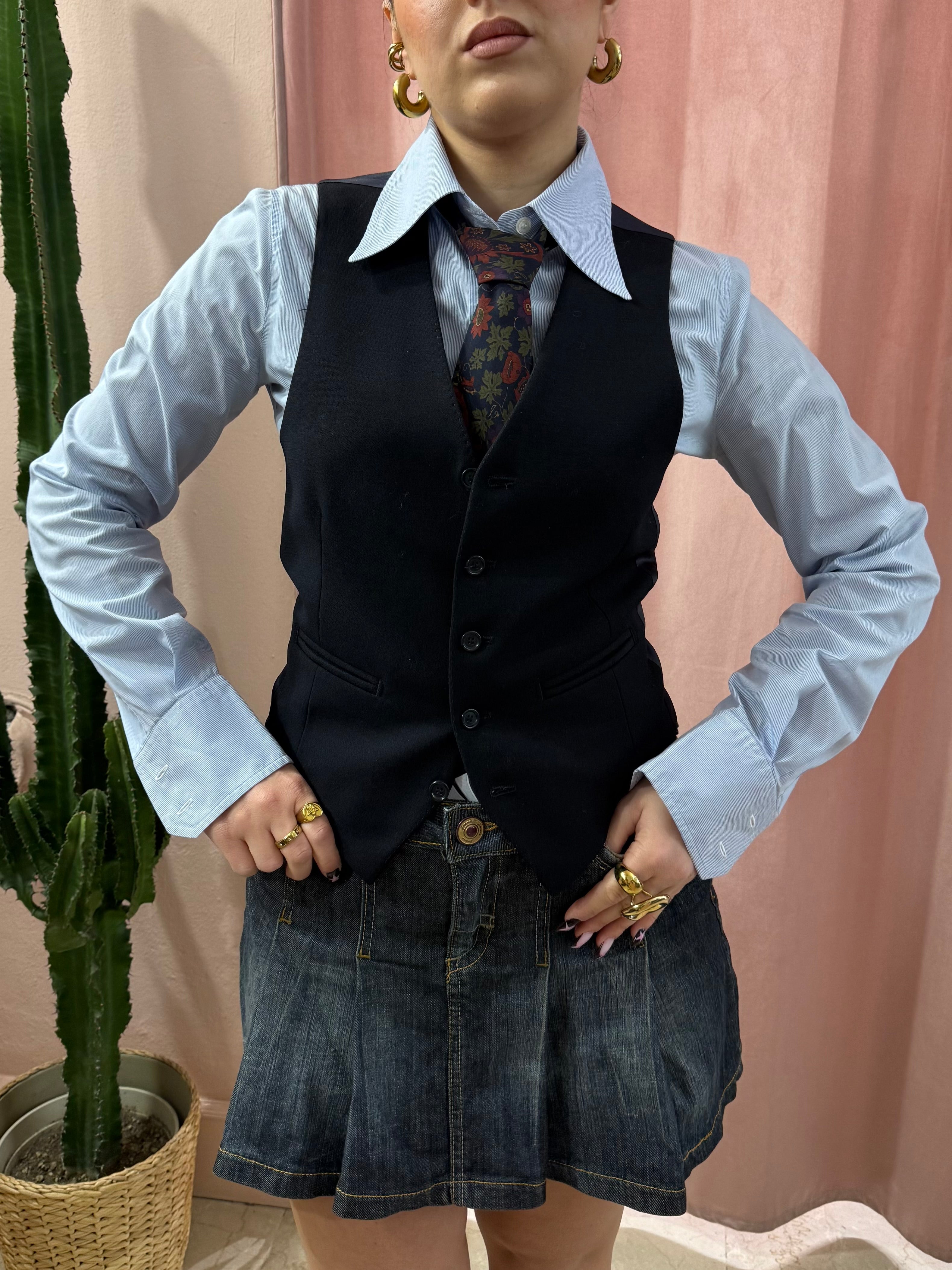Minigonna con pieghe in denim