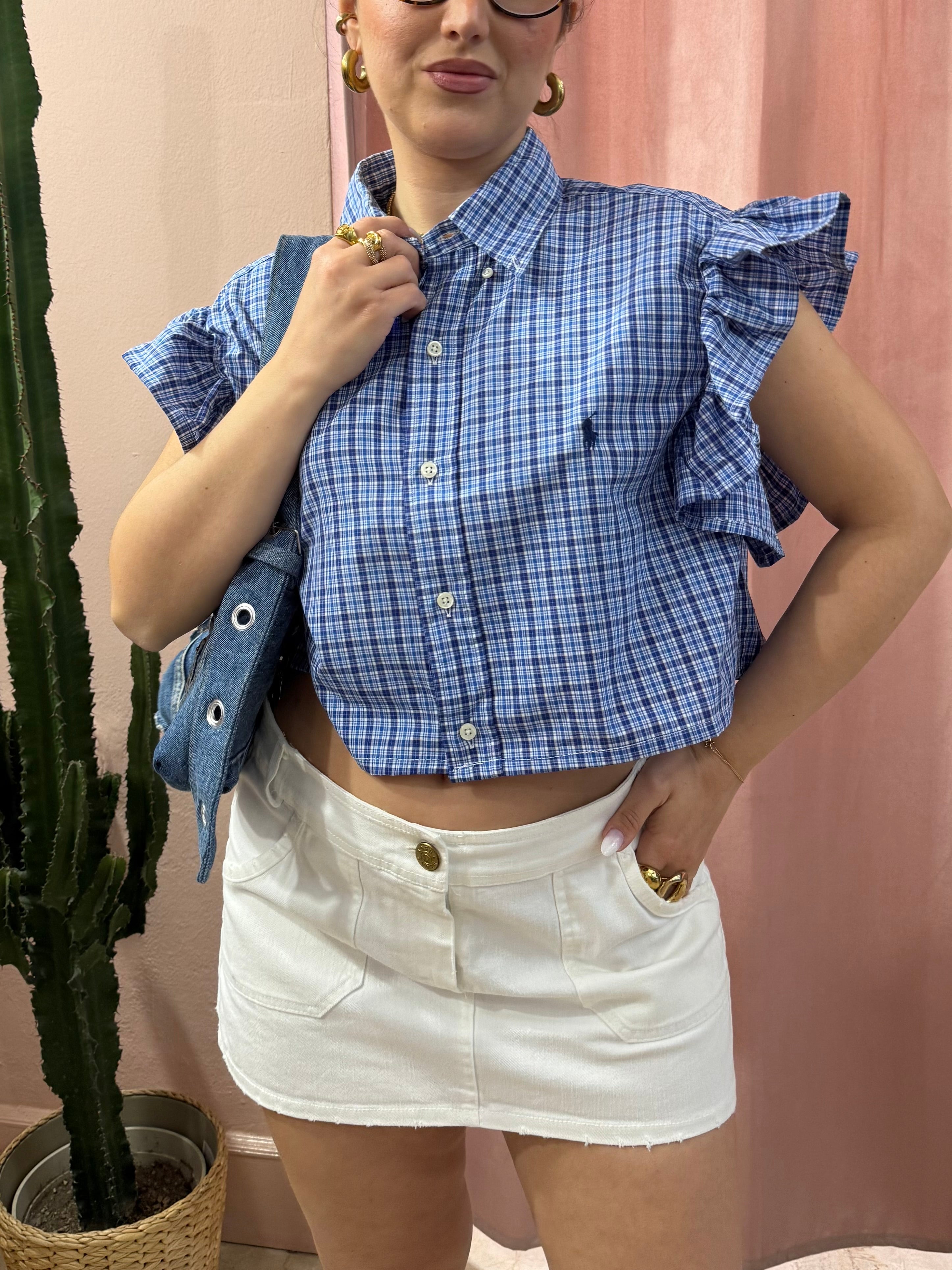 Camicia Ralph Lauren upcycling volant quadretti