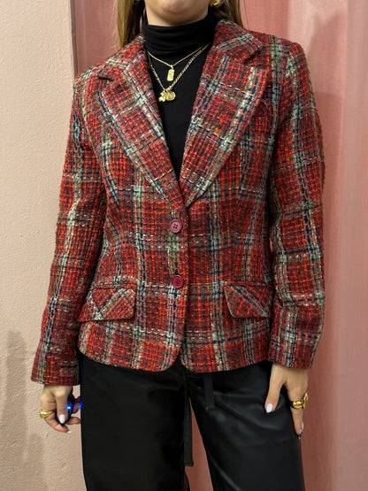 Blazer tartan sul rosso
