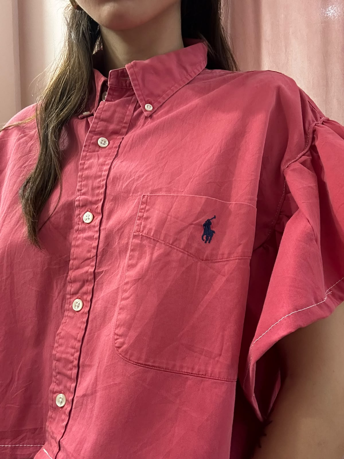 Camicia Ralph Lauren upcycling volant fragola