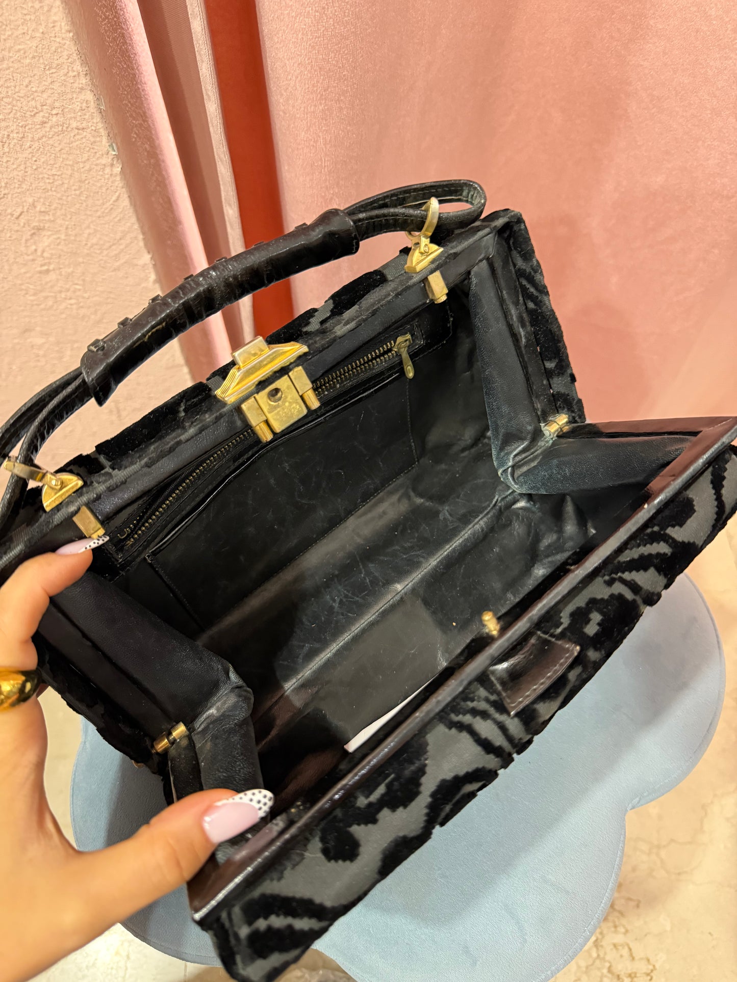 Borsa bauletto vintage in velluto