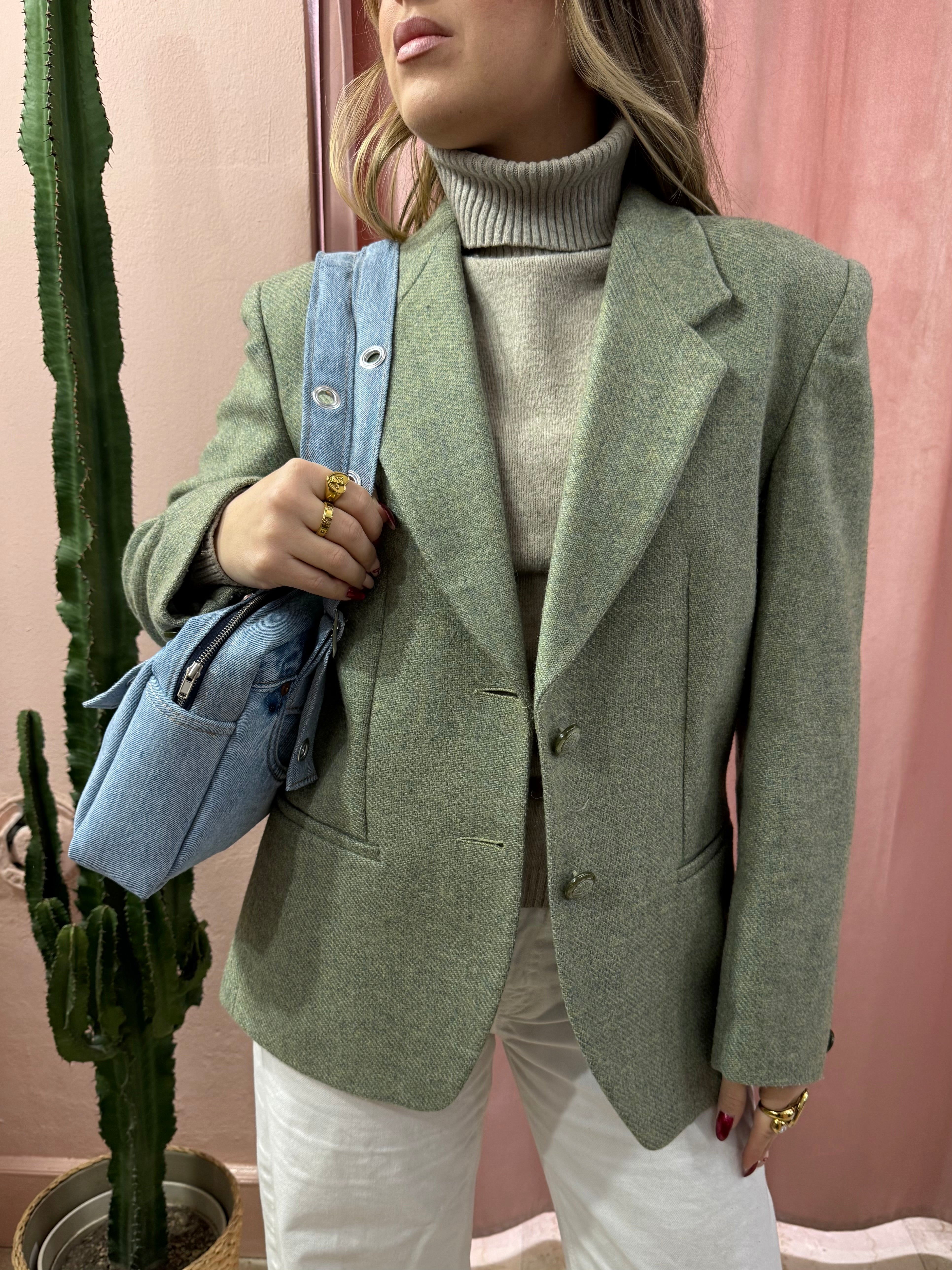 Blazer verde salvia in lana