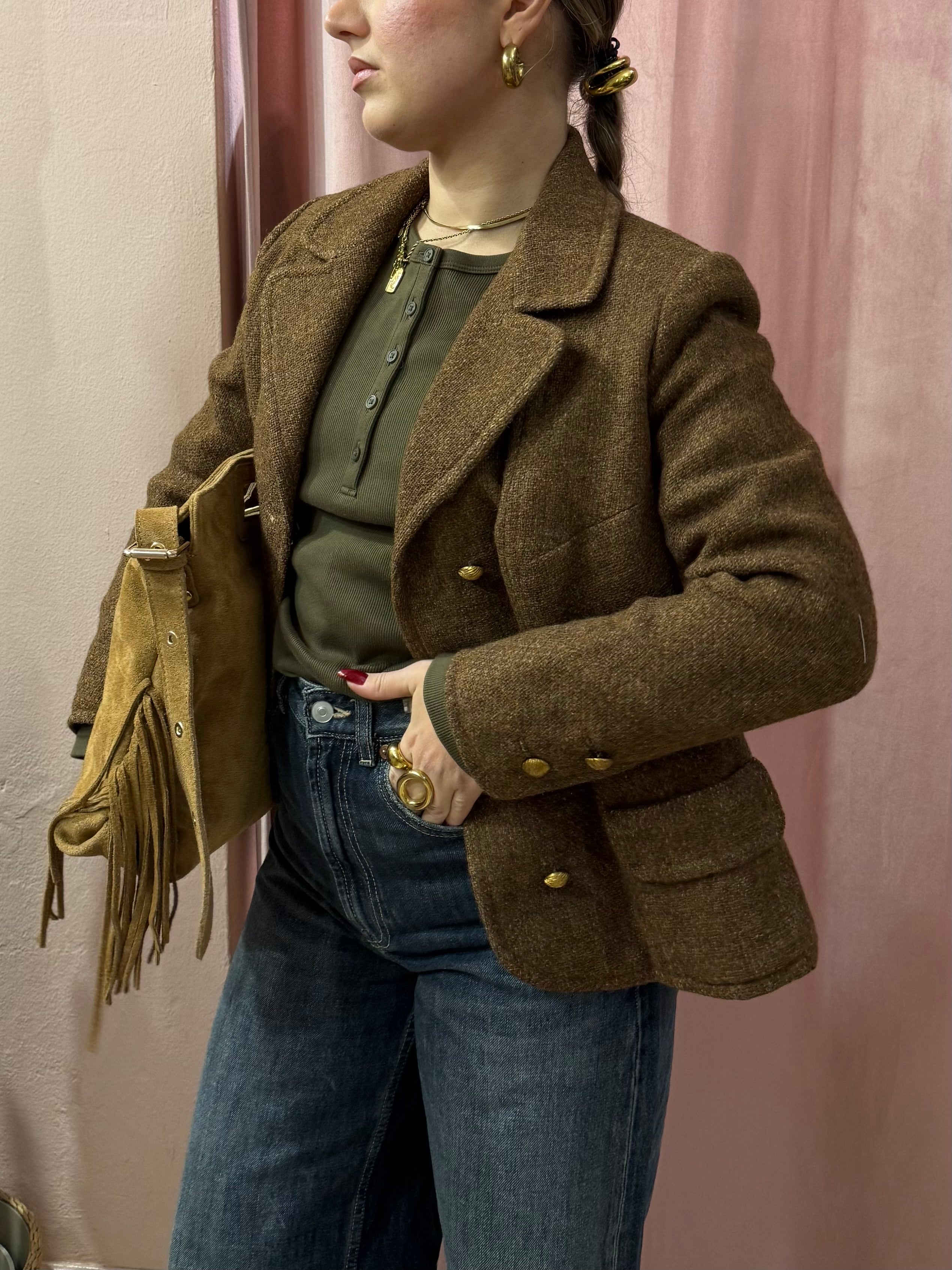 Blazer vintage in lana mélange