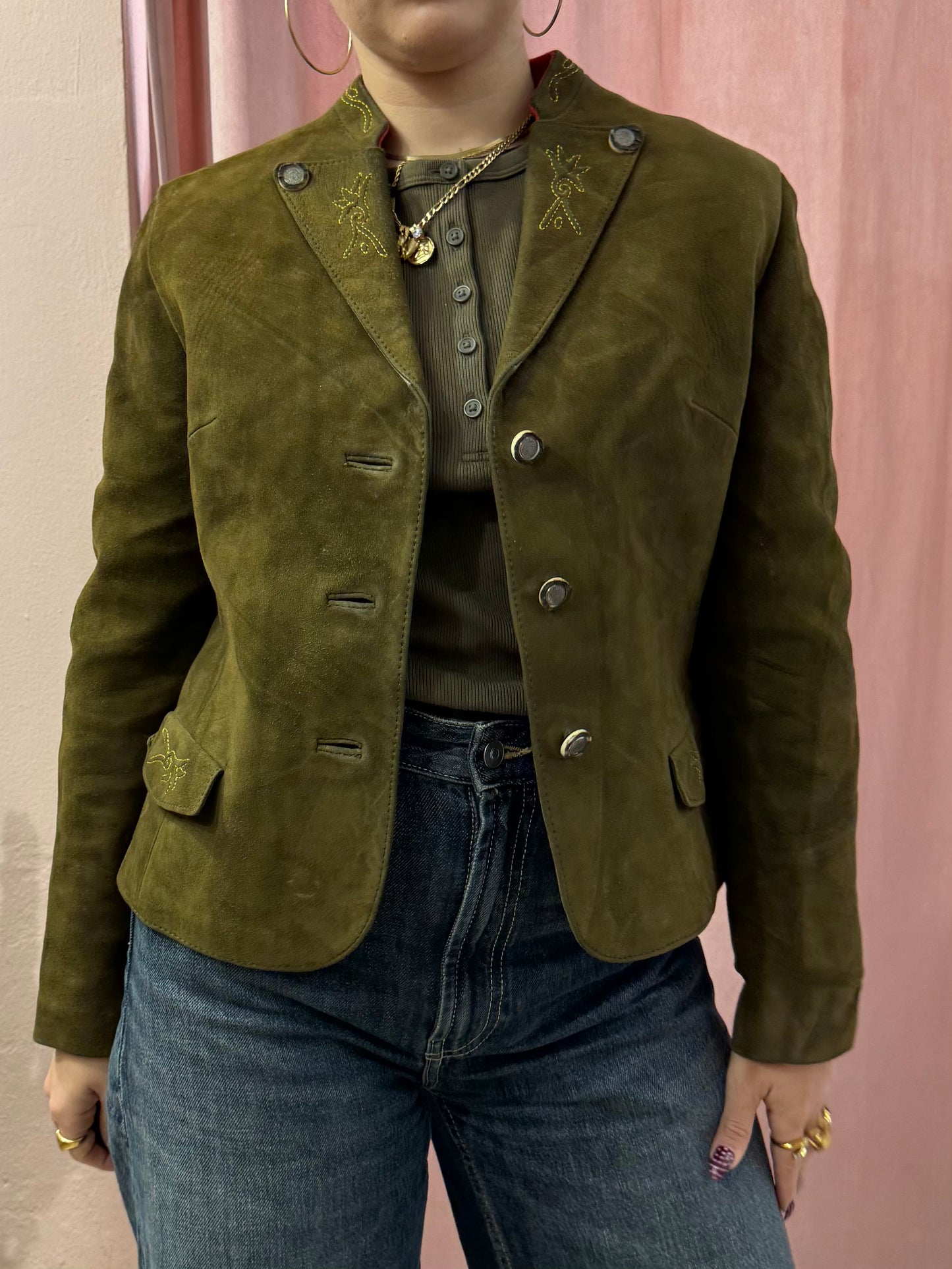 Giacca in vera pelle verdone