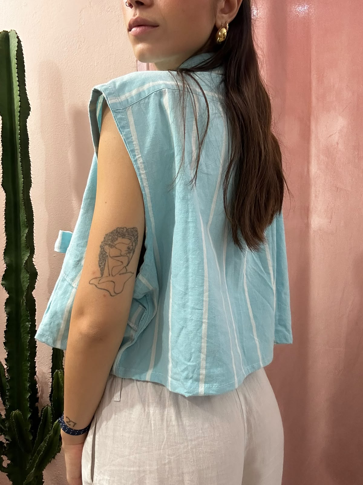 Camicia Ralph Lauren upcycling fiocco a righe azzurra