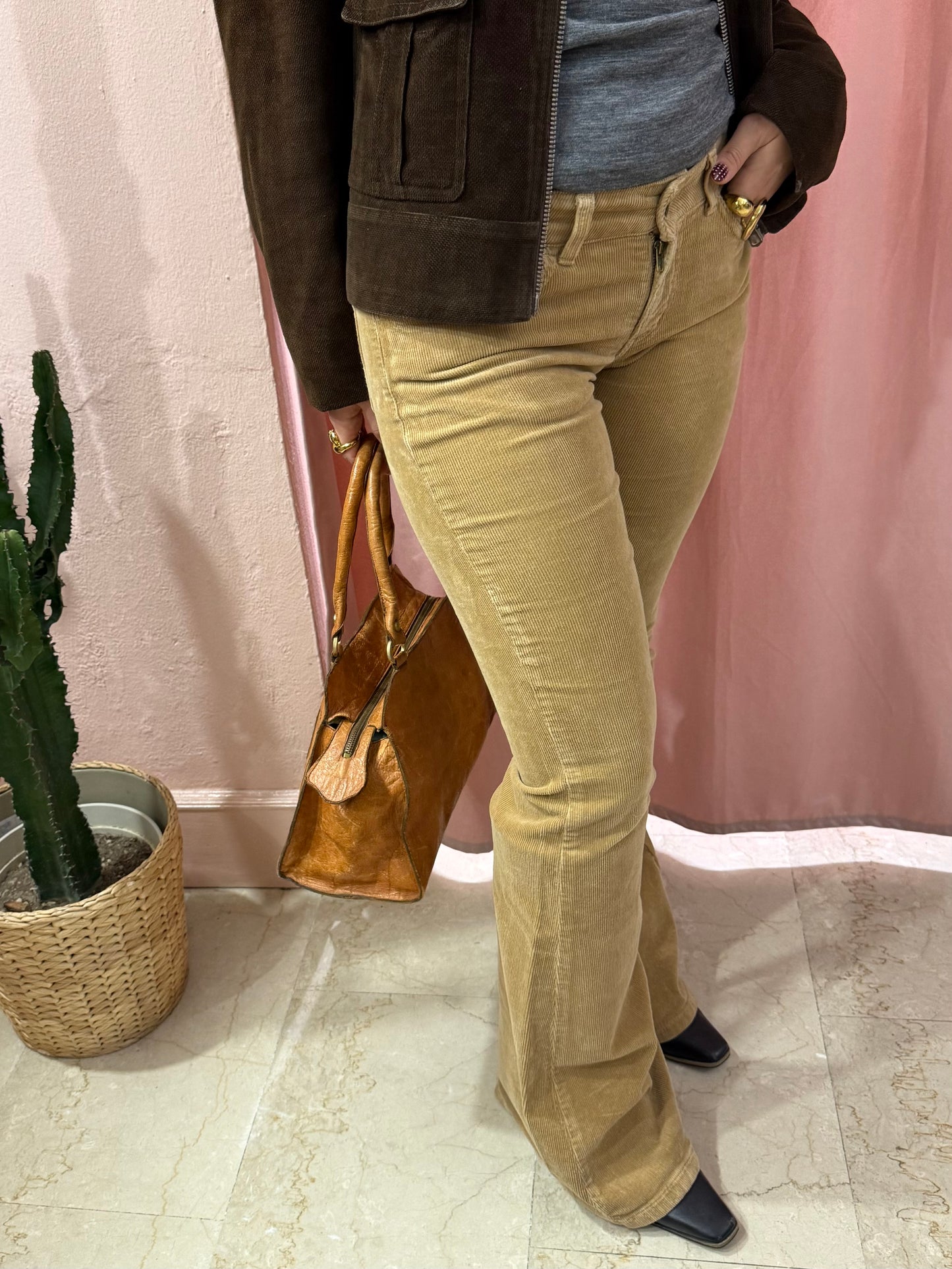 Pantaloni Phard 00s a costine beige