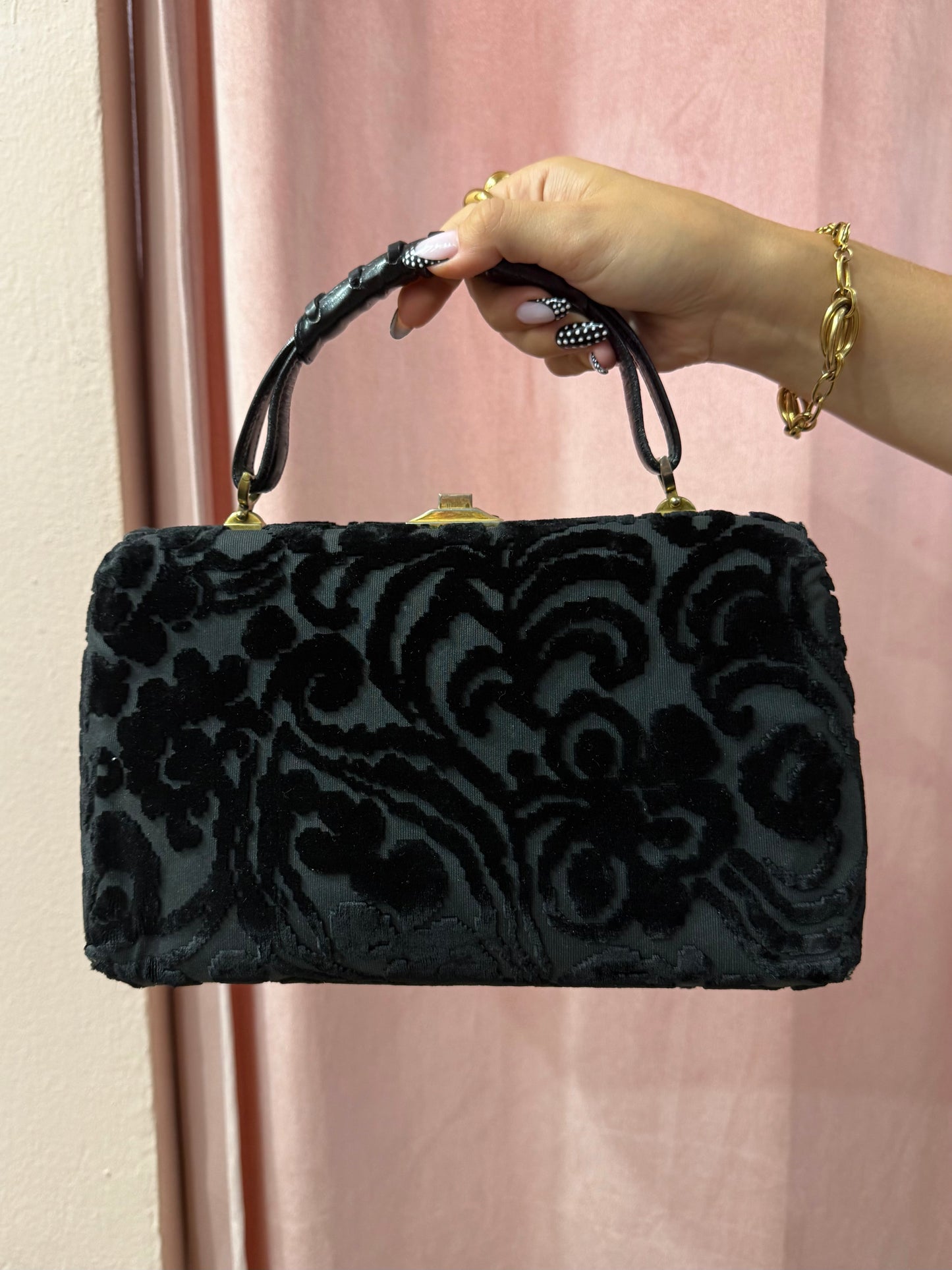 Borsa bauletto vintage in velluto