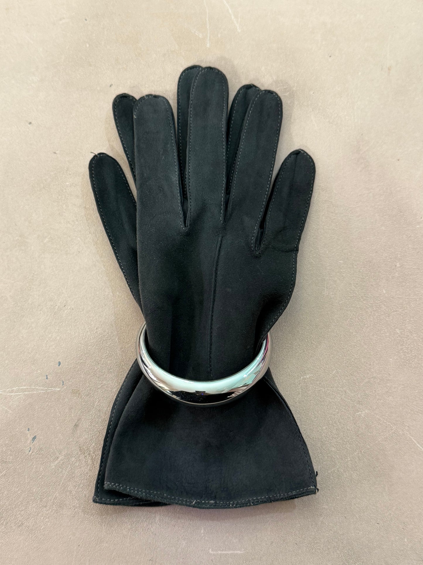 Guanti grigi in vera pelle