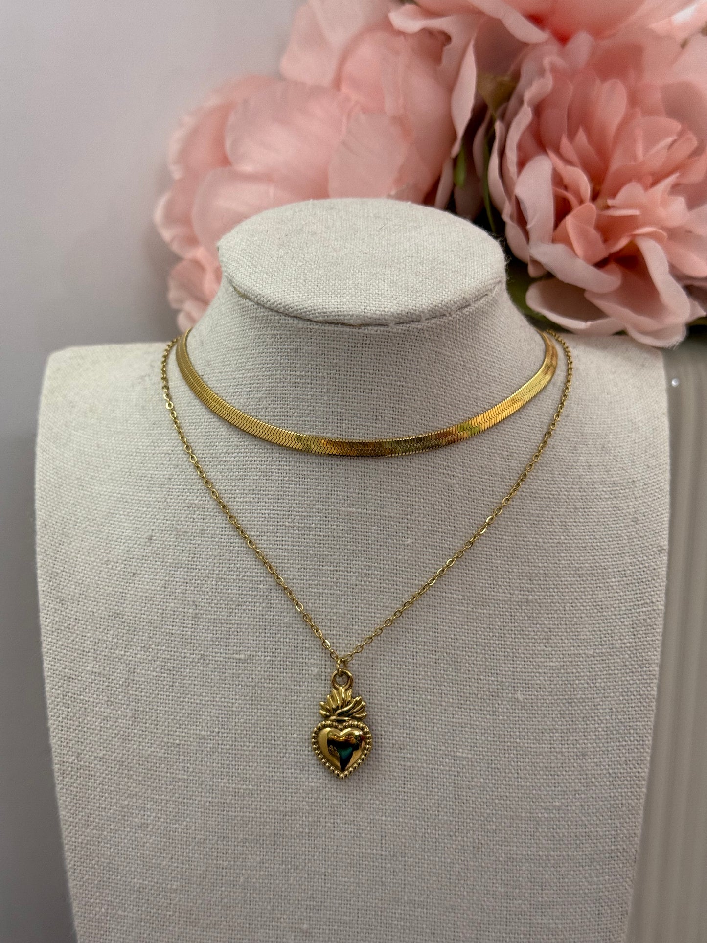 Collana Cuore Sacro gold/silver