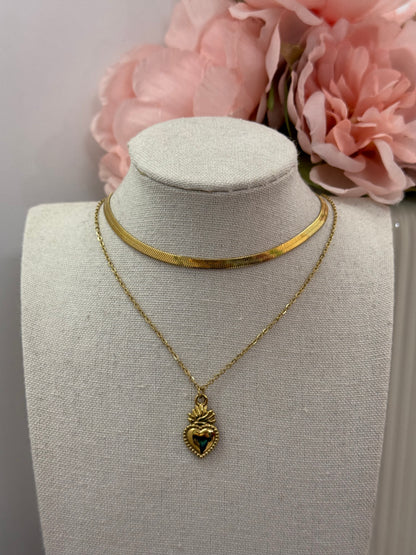 Collana Cuore Sacro gold/silver