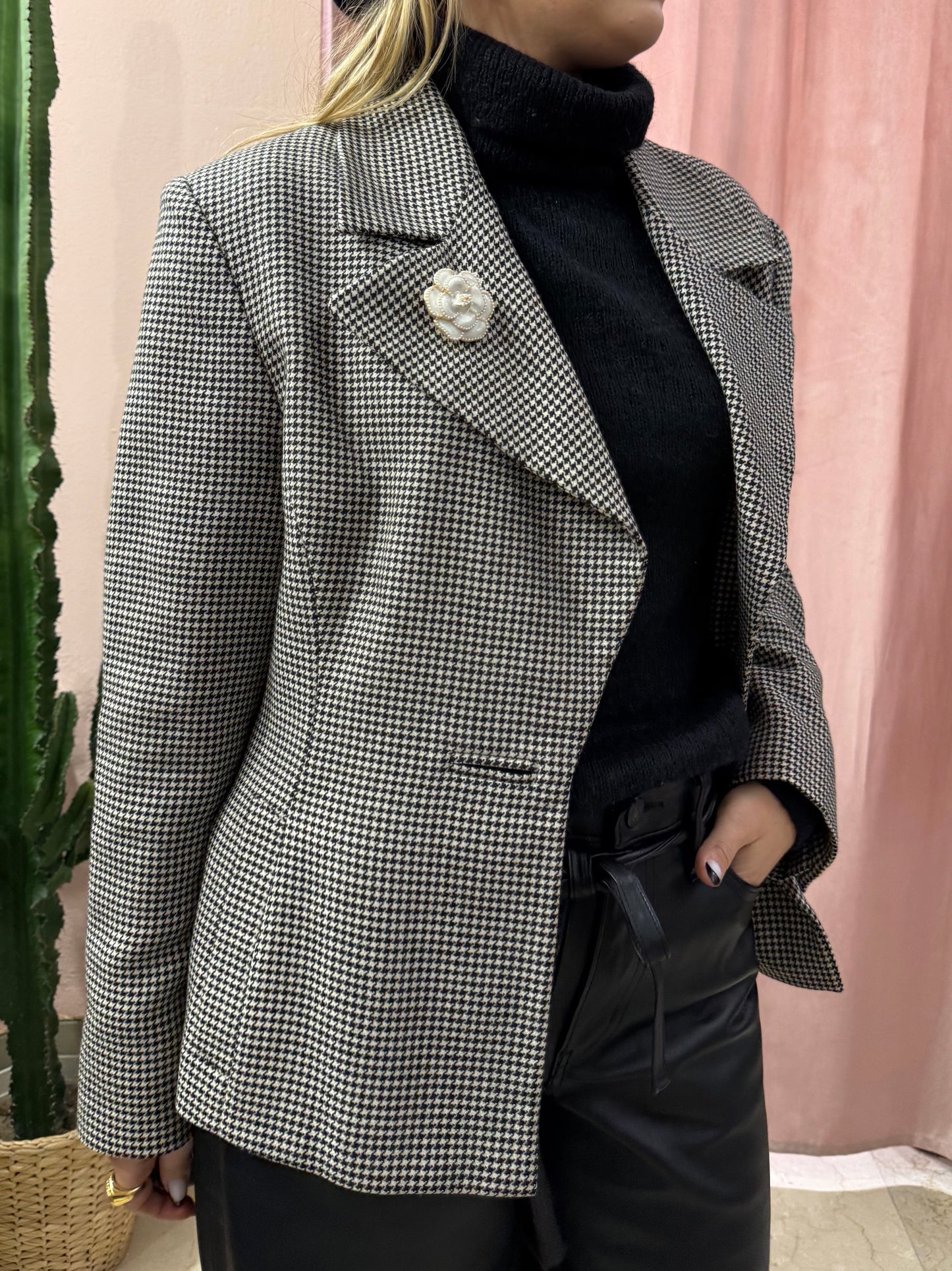 Blazer pied de poule avvitato in lana