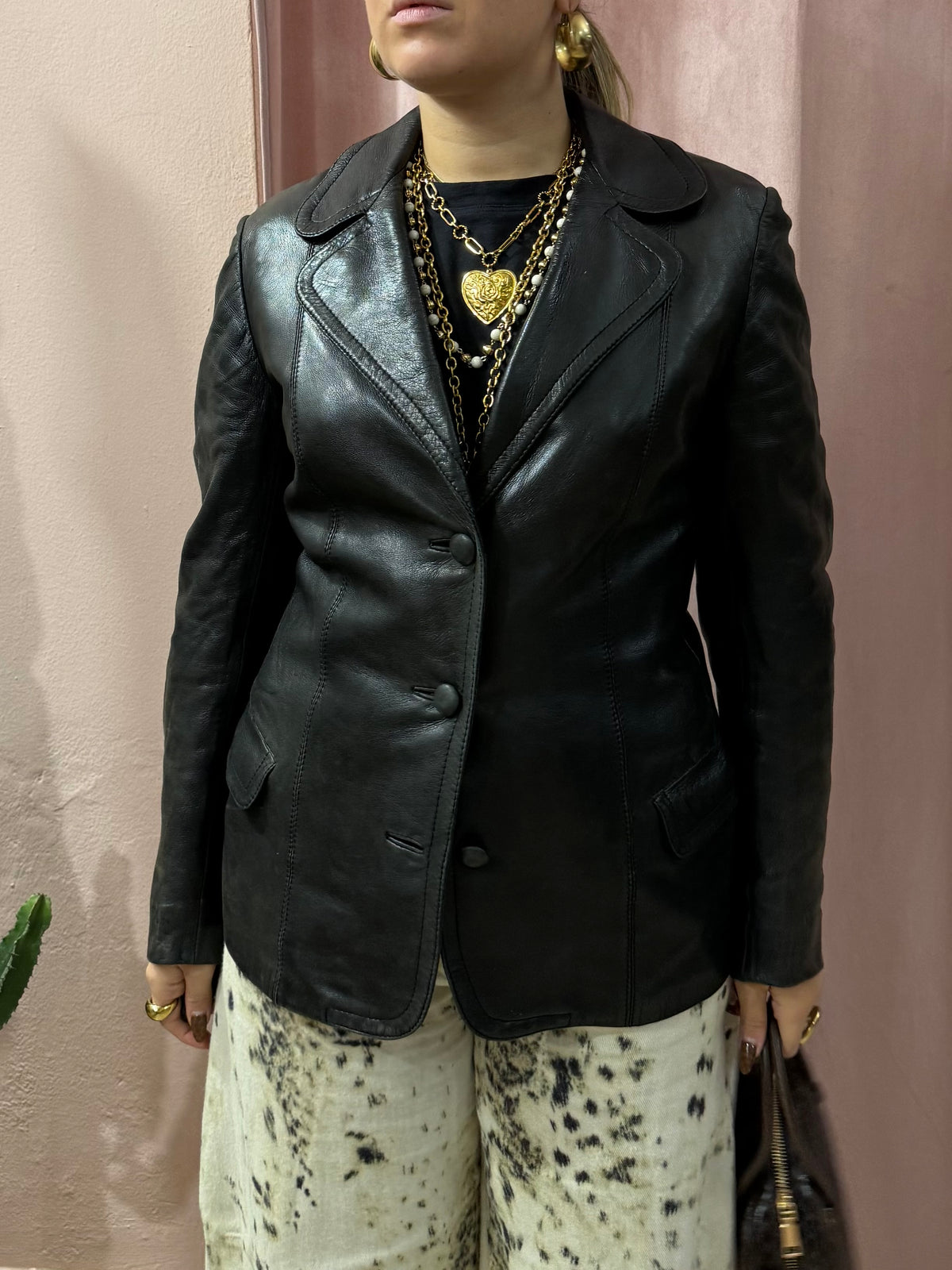 Giacca in vera pelle moro