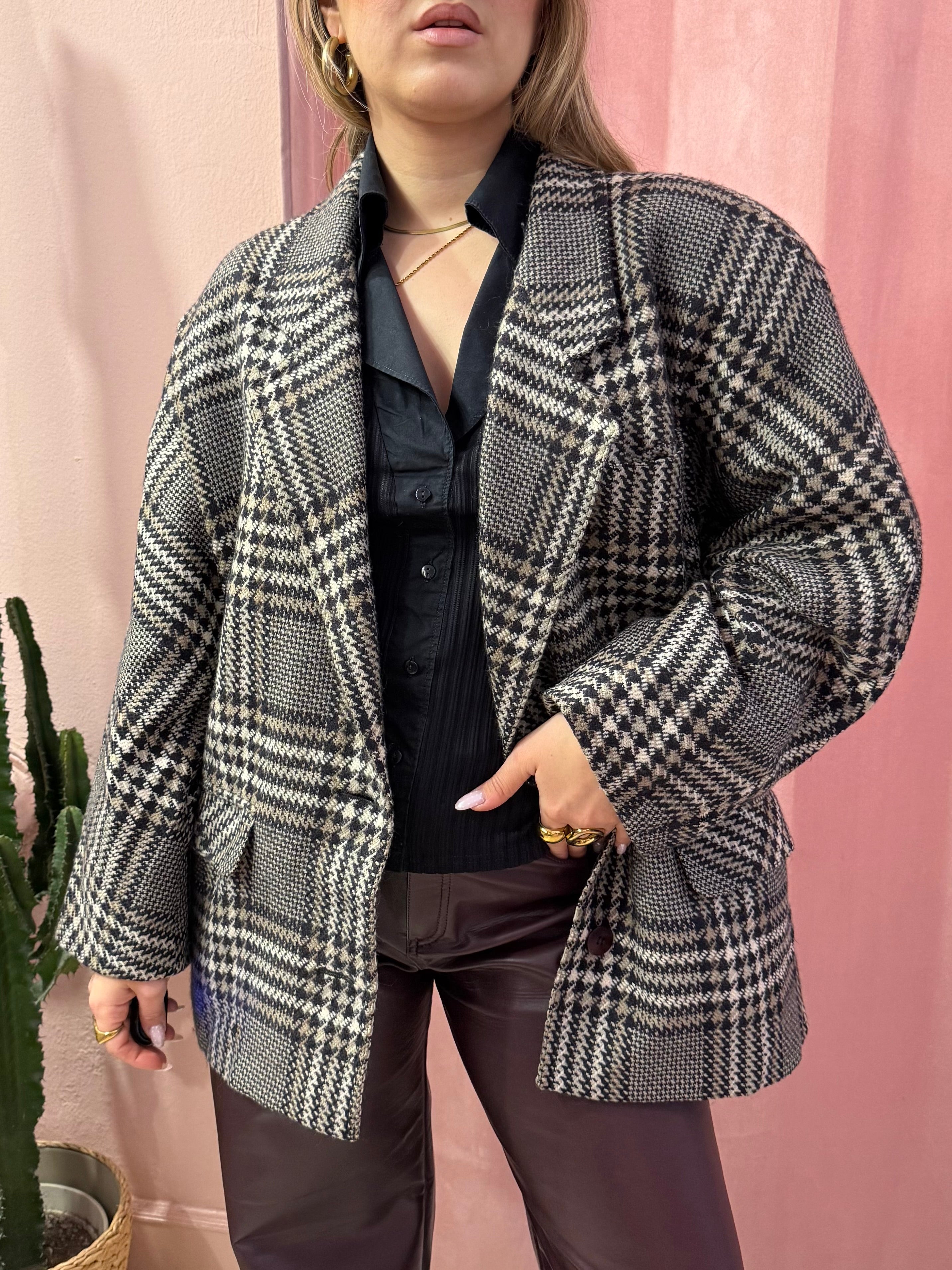 Blazer vintage principe di Galles grigio