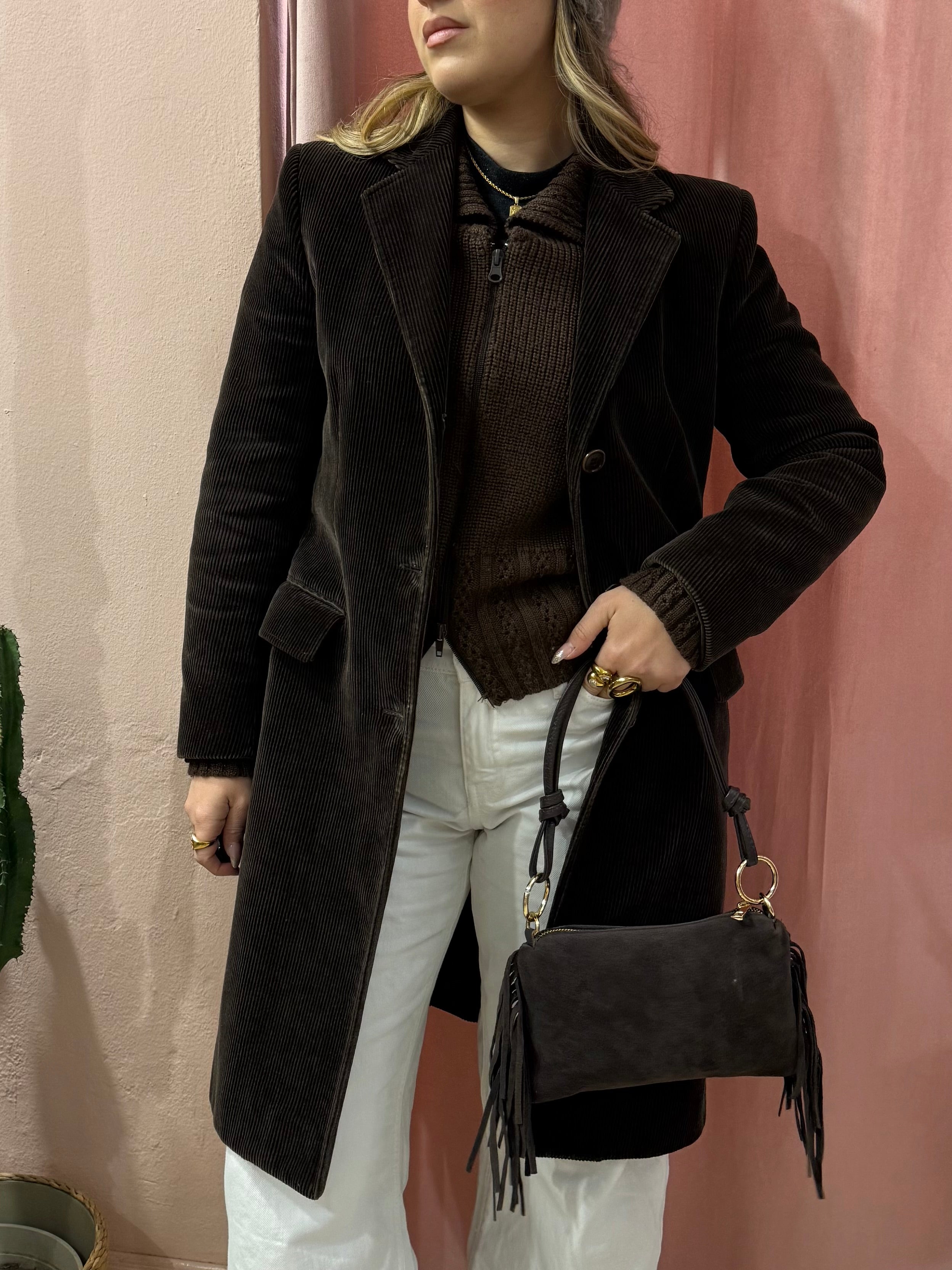 Giacca lunga Aspesi moro a costine