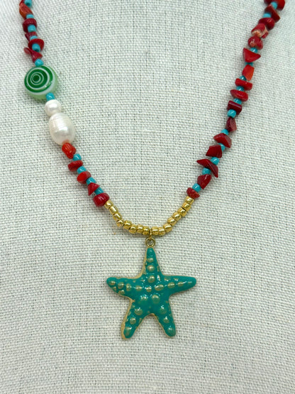 Collana Stella marina e coralli