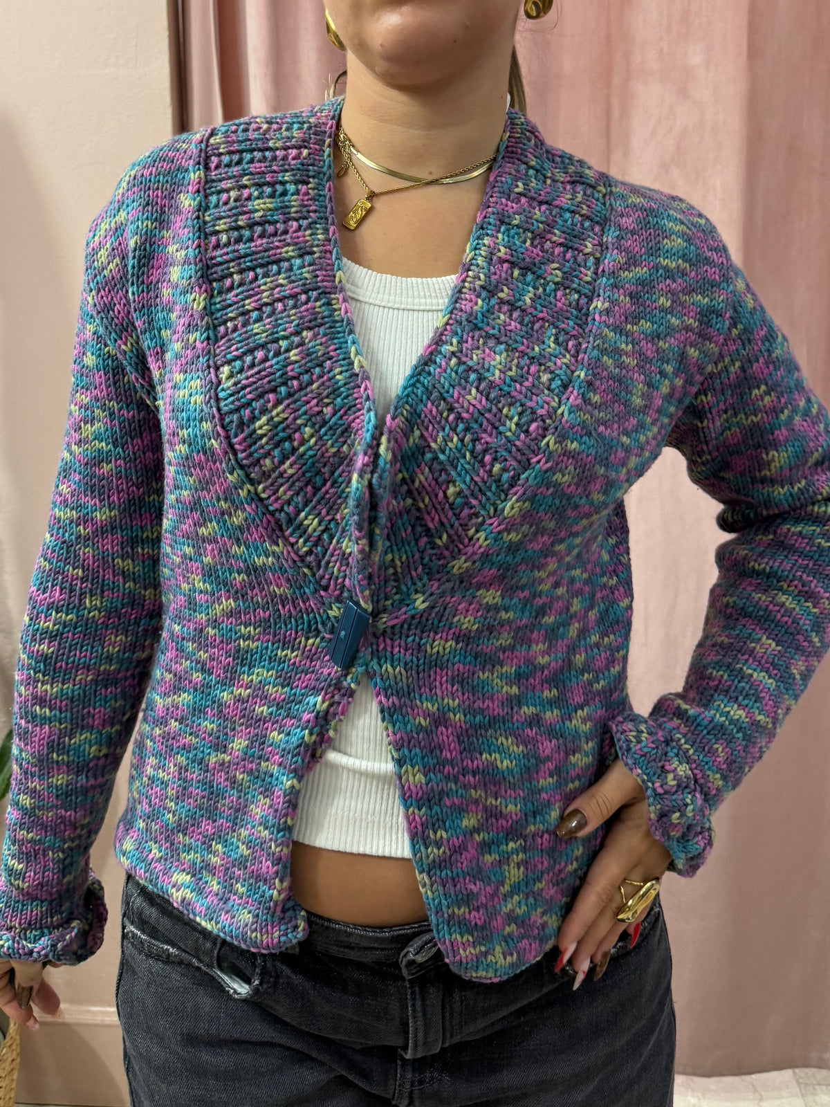 cardigan in maglia multicolor