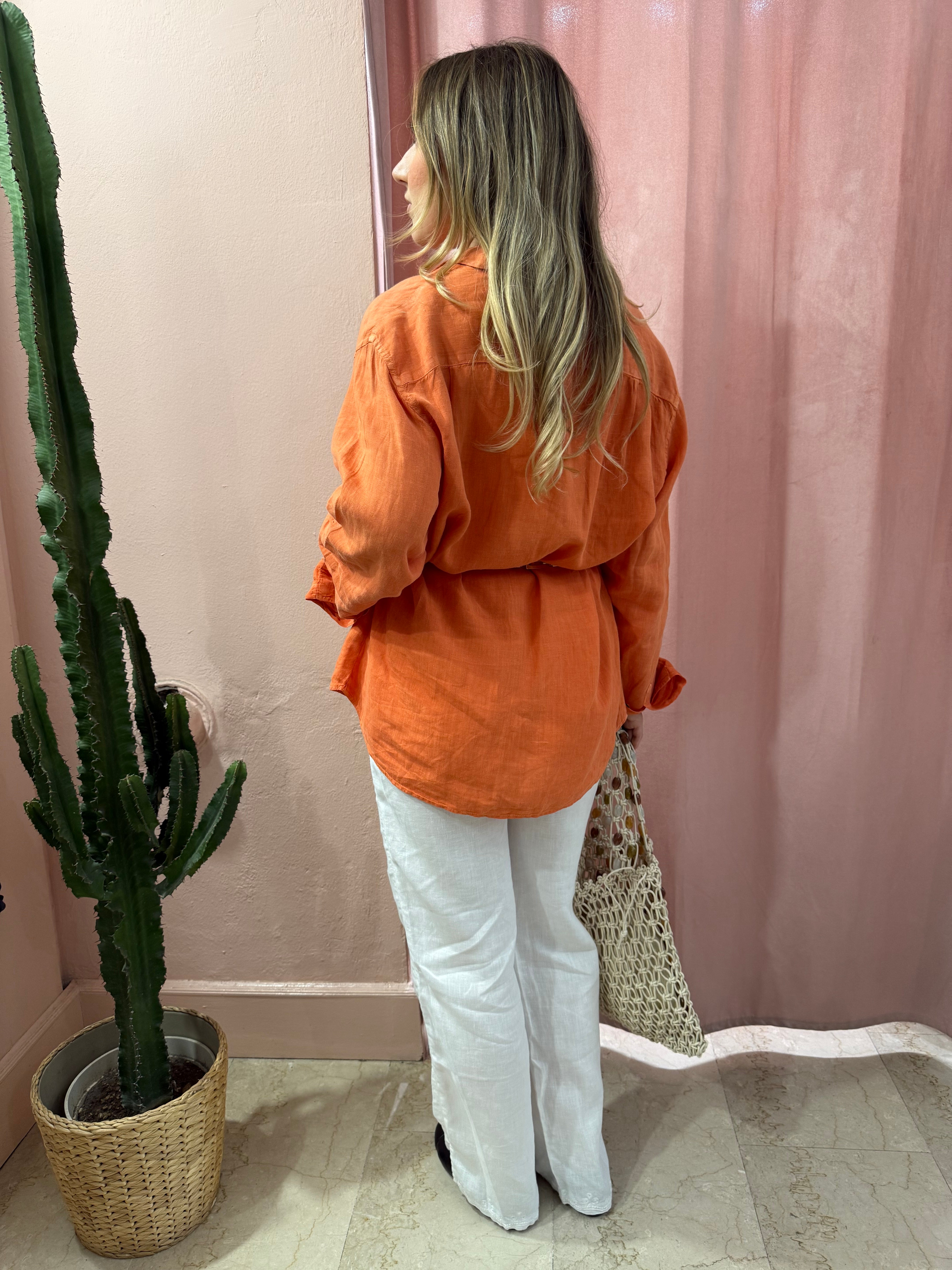 Camicia Max Mara weekend arancio in lino