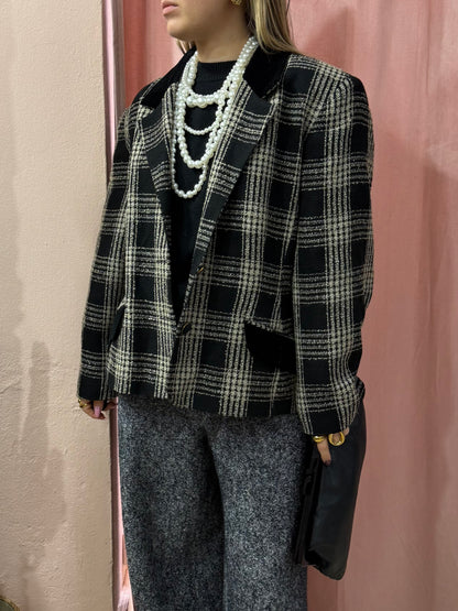 Blazer quadri bianco e nero