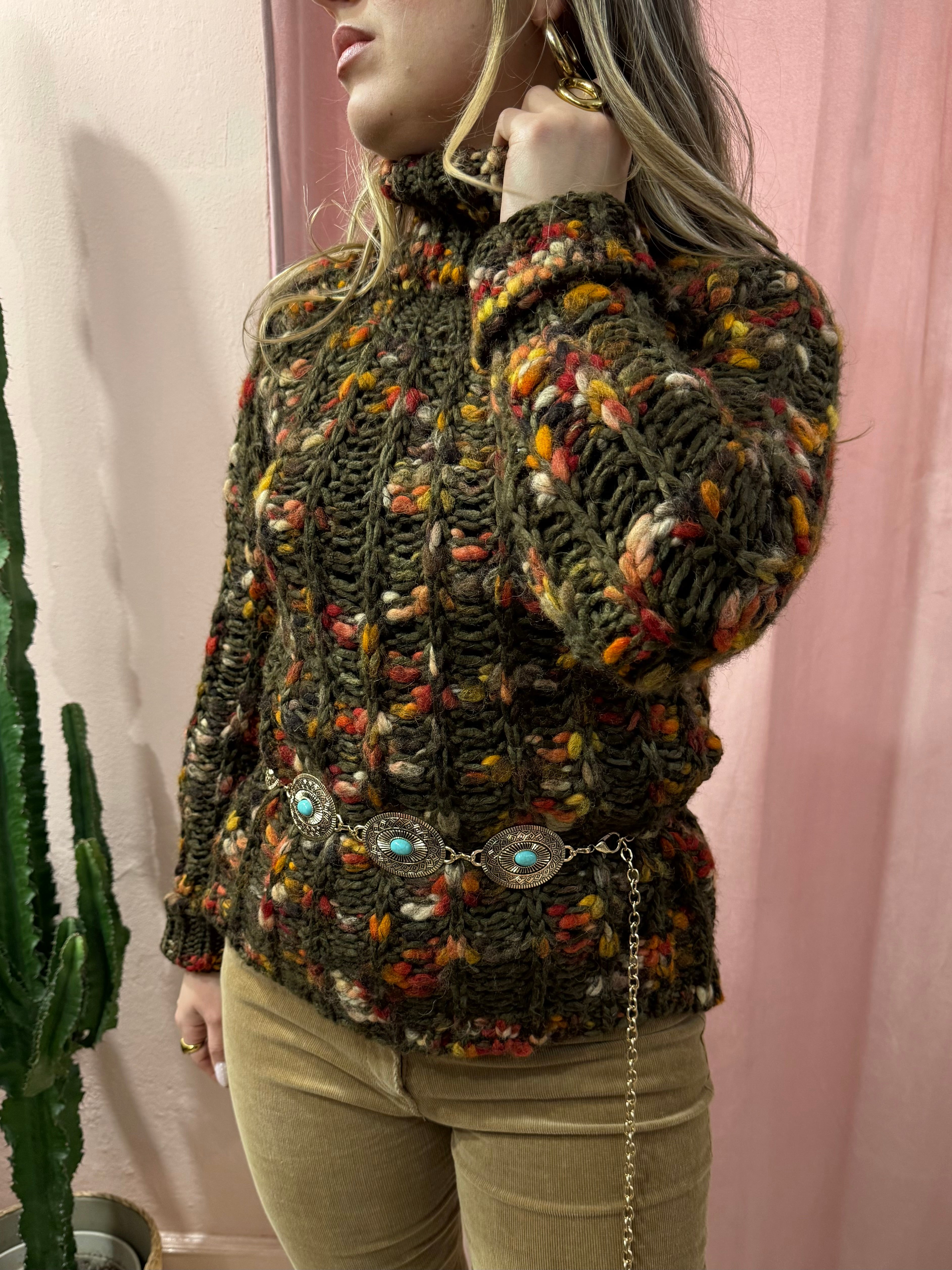 Maglione a collo alto mélange in lana